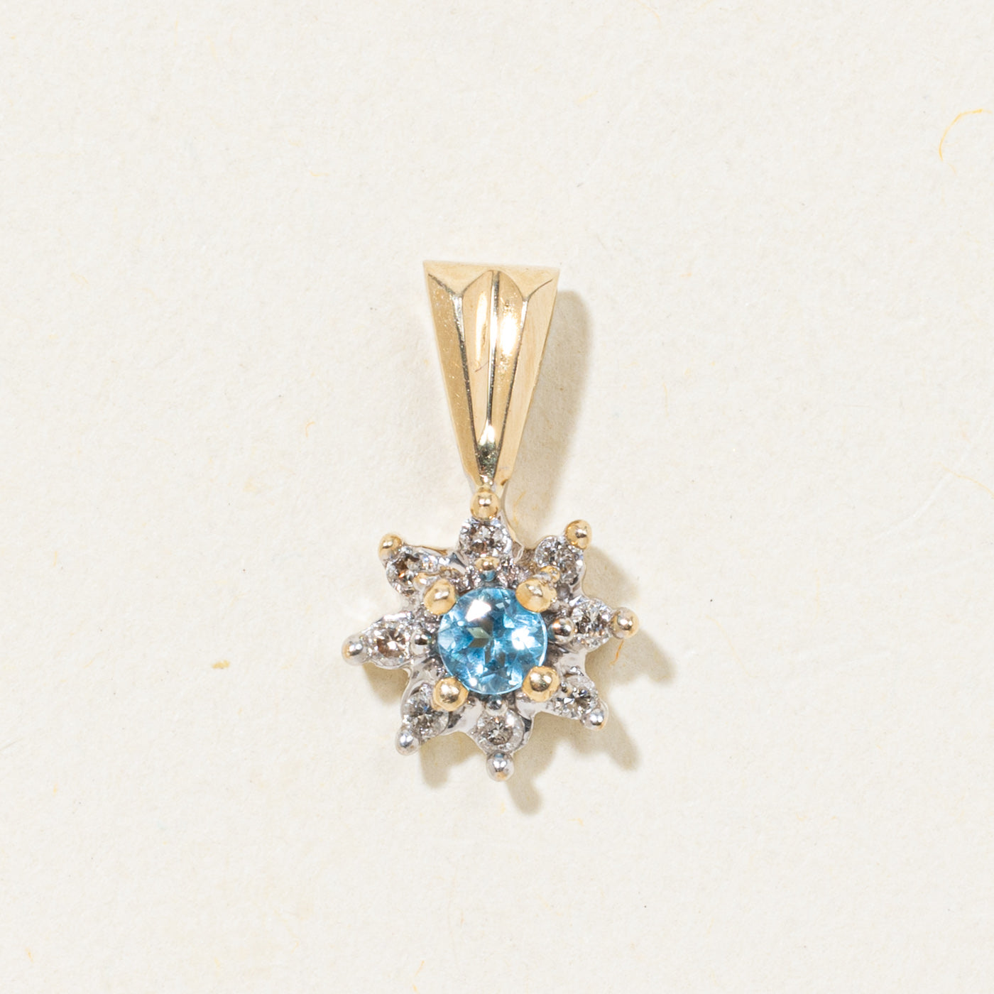 Blue Topaz & Diamond Petal Pendant