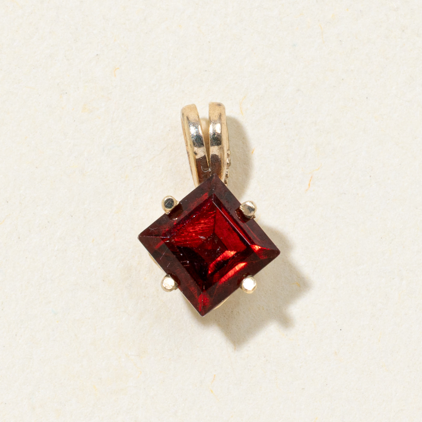 Square Cut Garnet Pendant