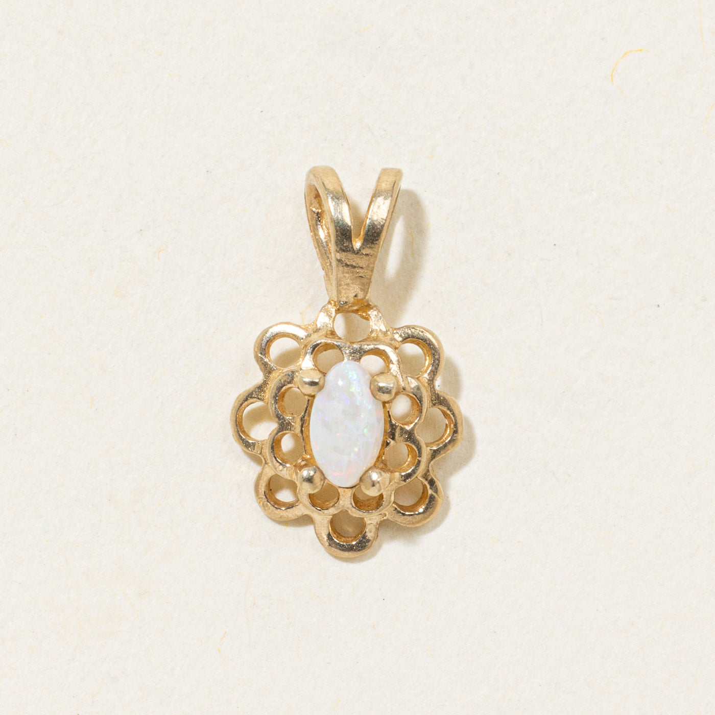 Cabochon Cut Opal Floral Pendant