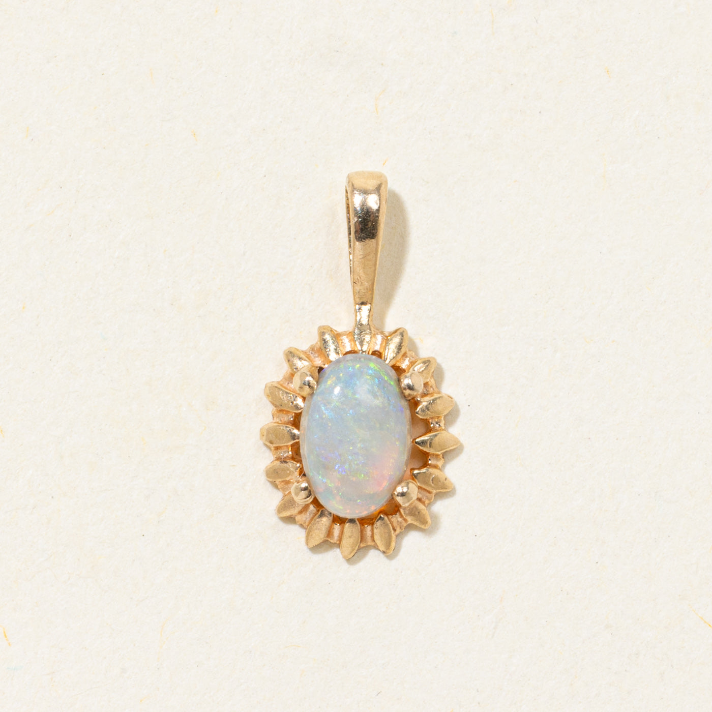 Oval Cut Opal Floral Pendant