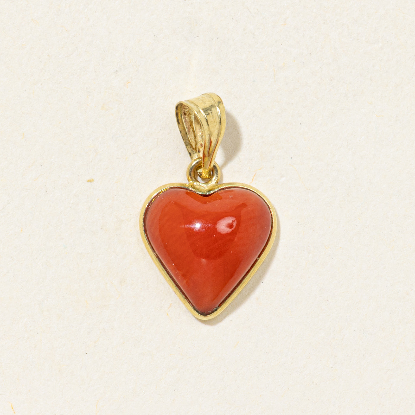 Bezel Set Heart Cut Coral Pendant
