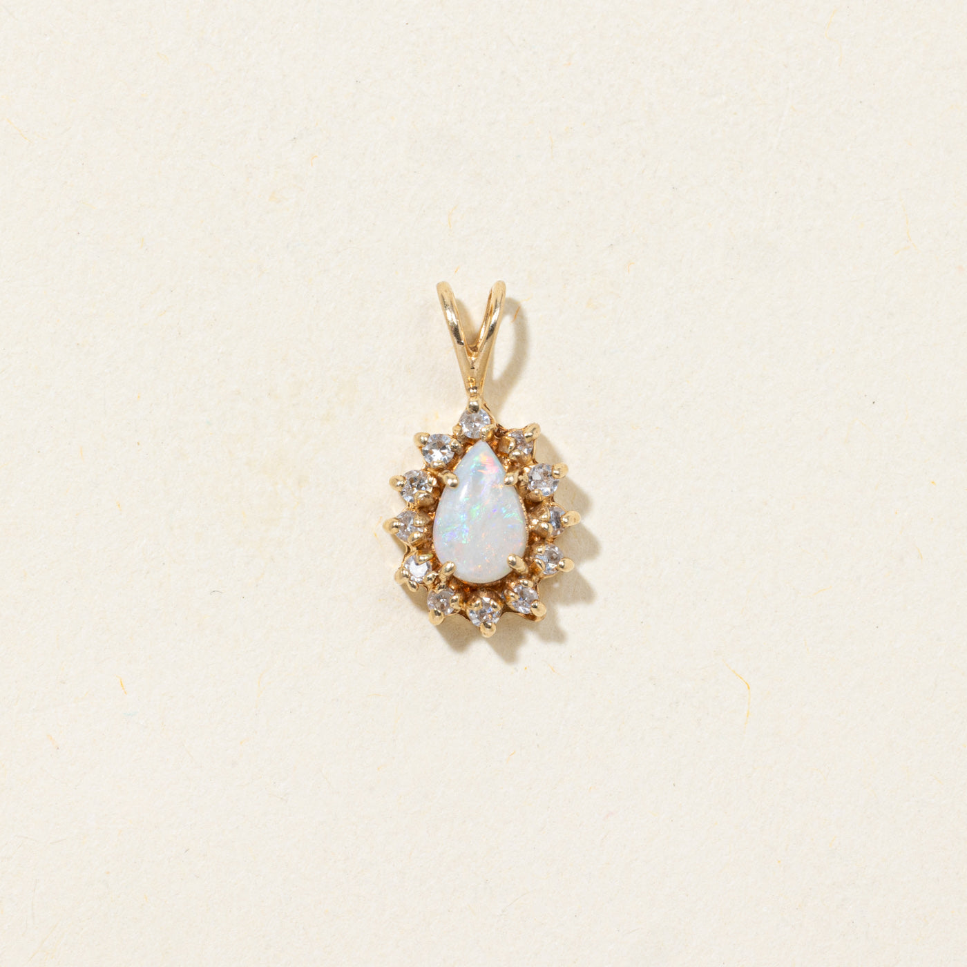 Opal & Diamond Petal Halo Pendant