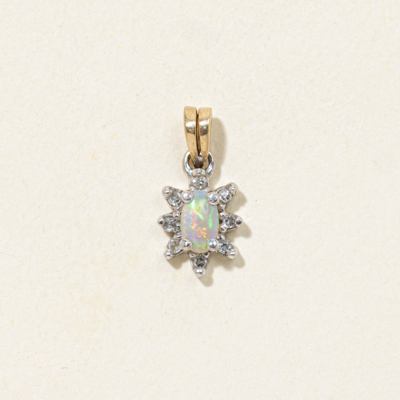 Opal & Diamond Petal Pendant