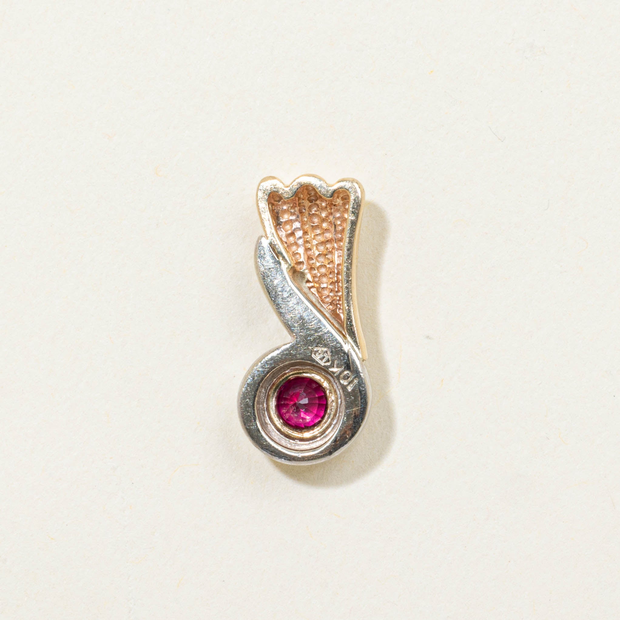 10k Bezel Set Ruby Swirl Pendant