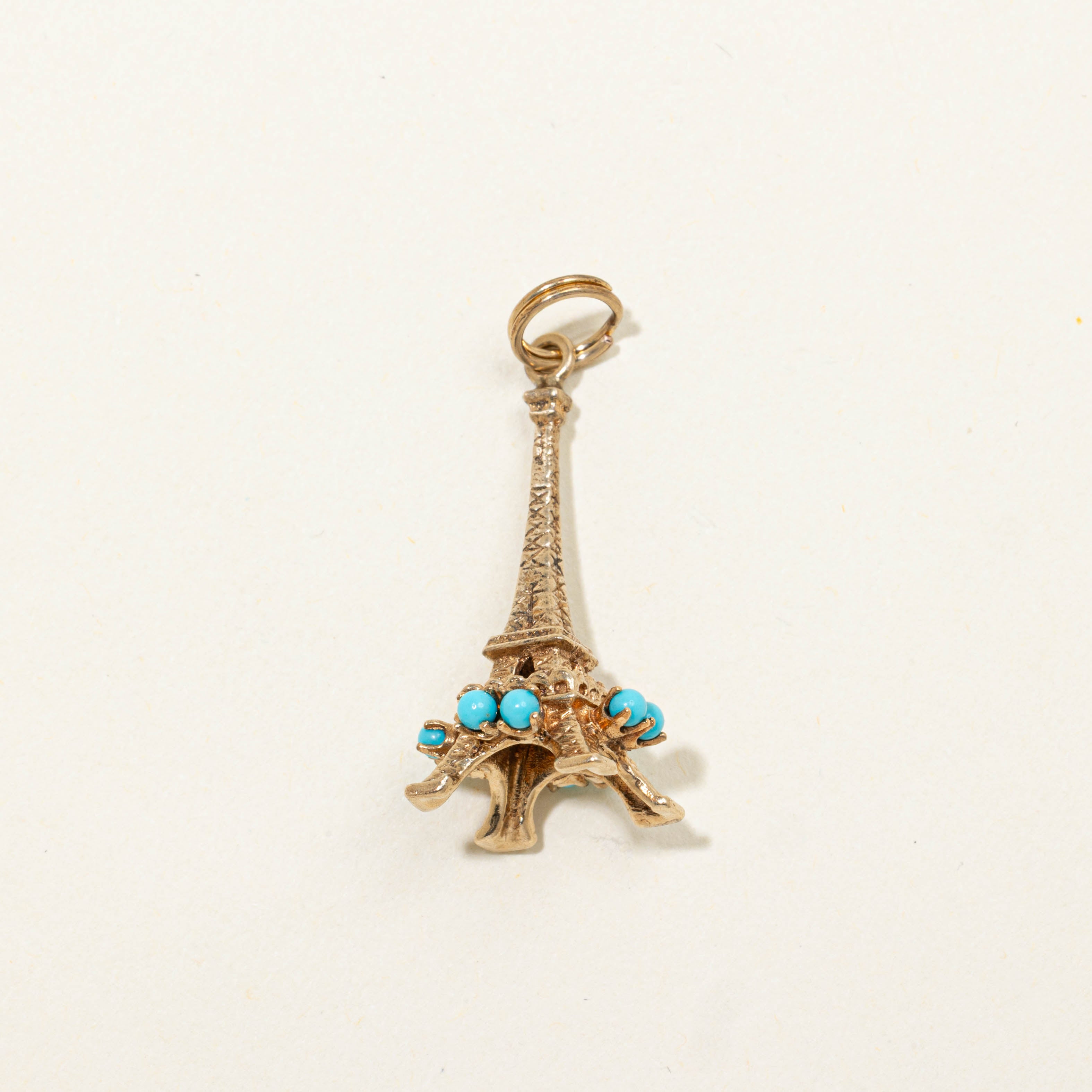 10k Imitation Turquoise Eiffel Tower Charm