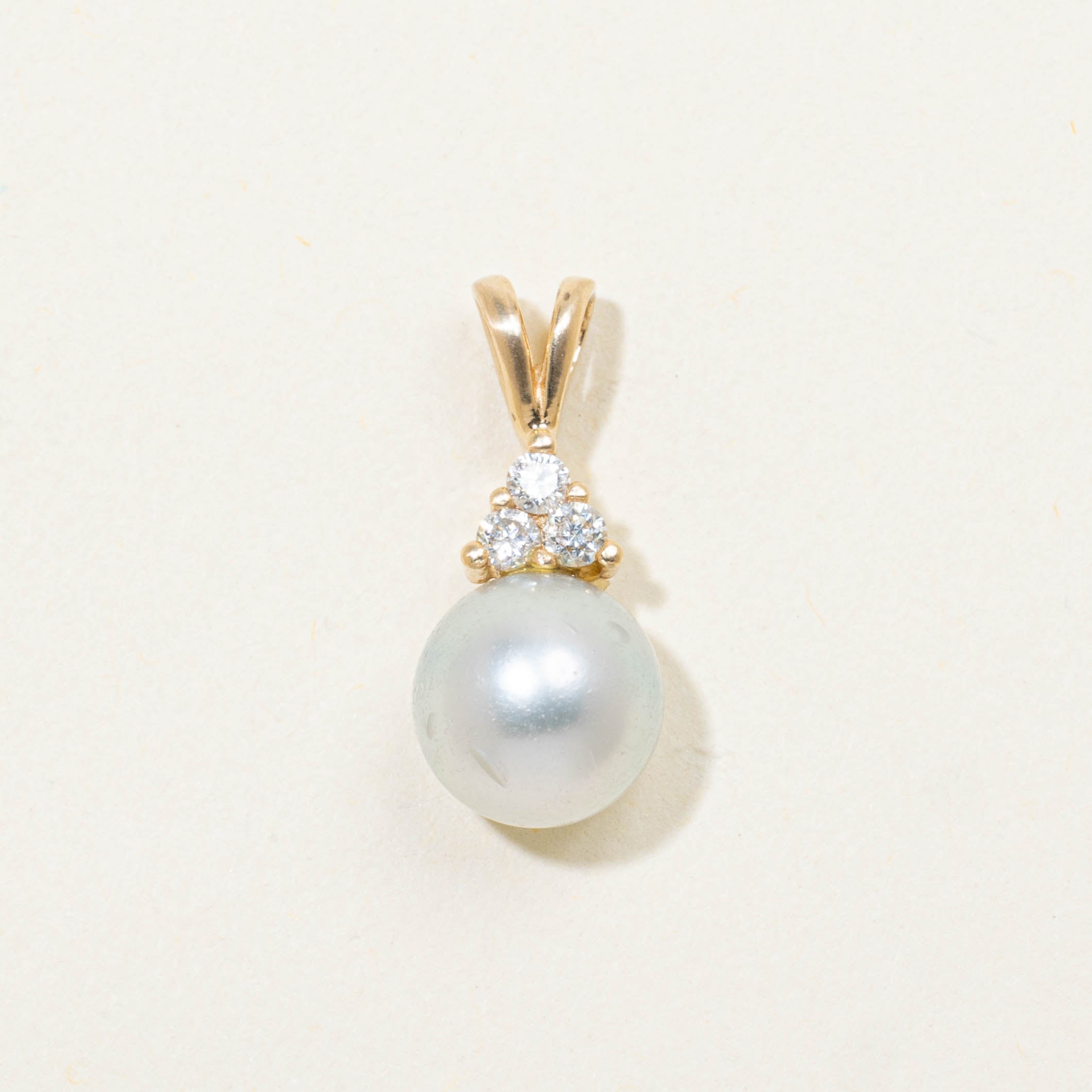 14k Pearl & Diamond Accented Pendant