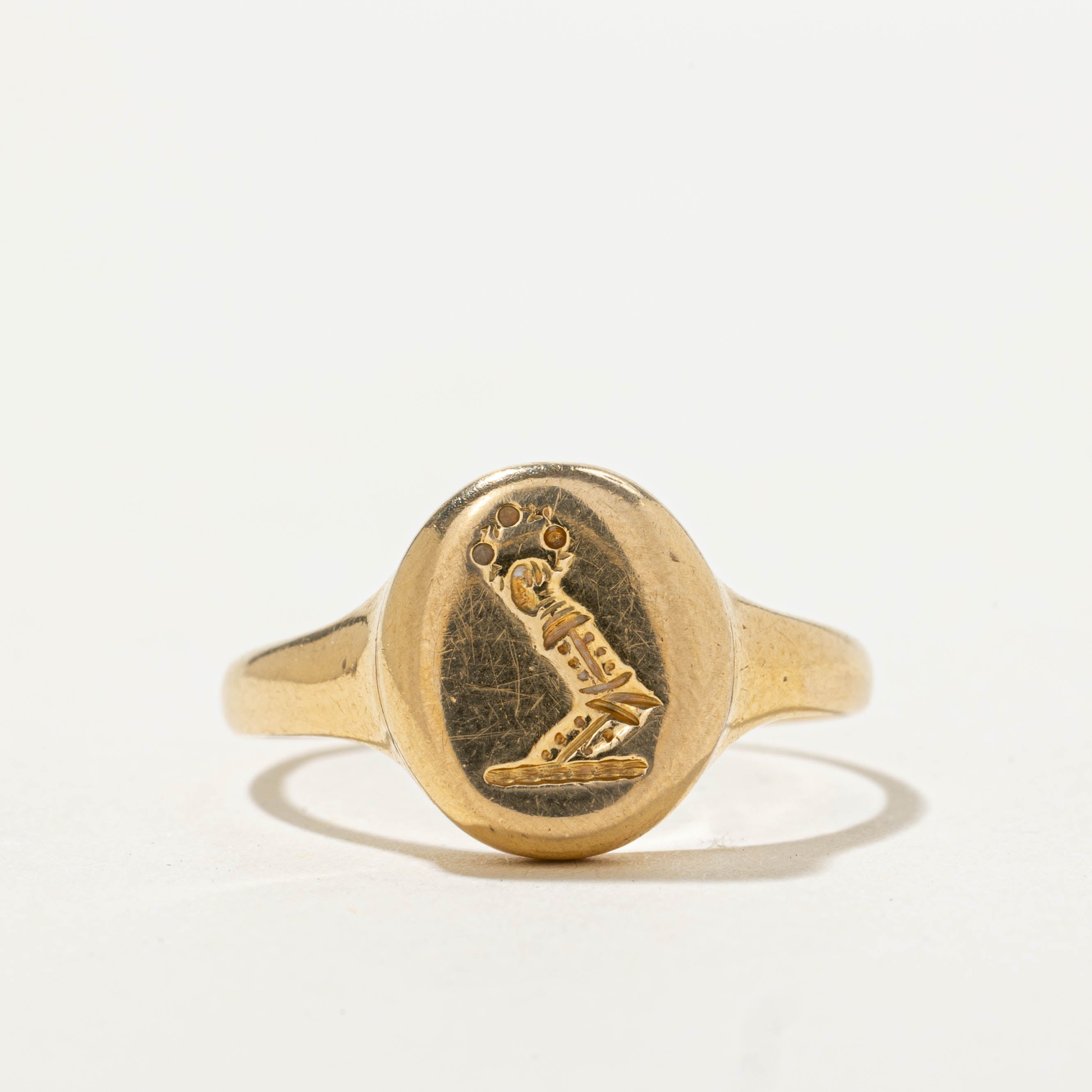 1915 Birmingham 18k Engraved Signet Ring | SZ 7