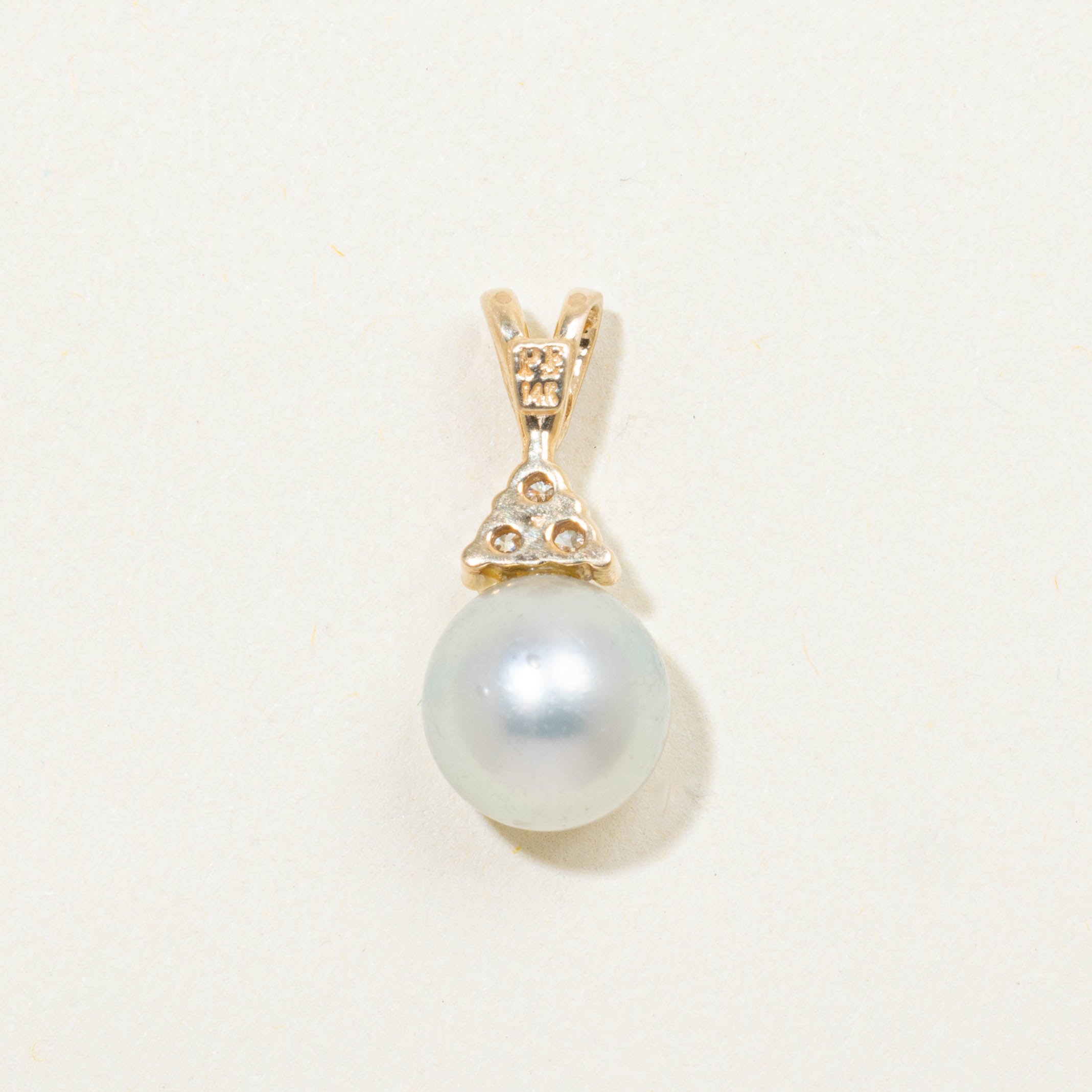 14k Pearl & Diamond Accented Pendant