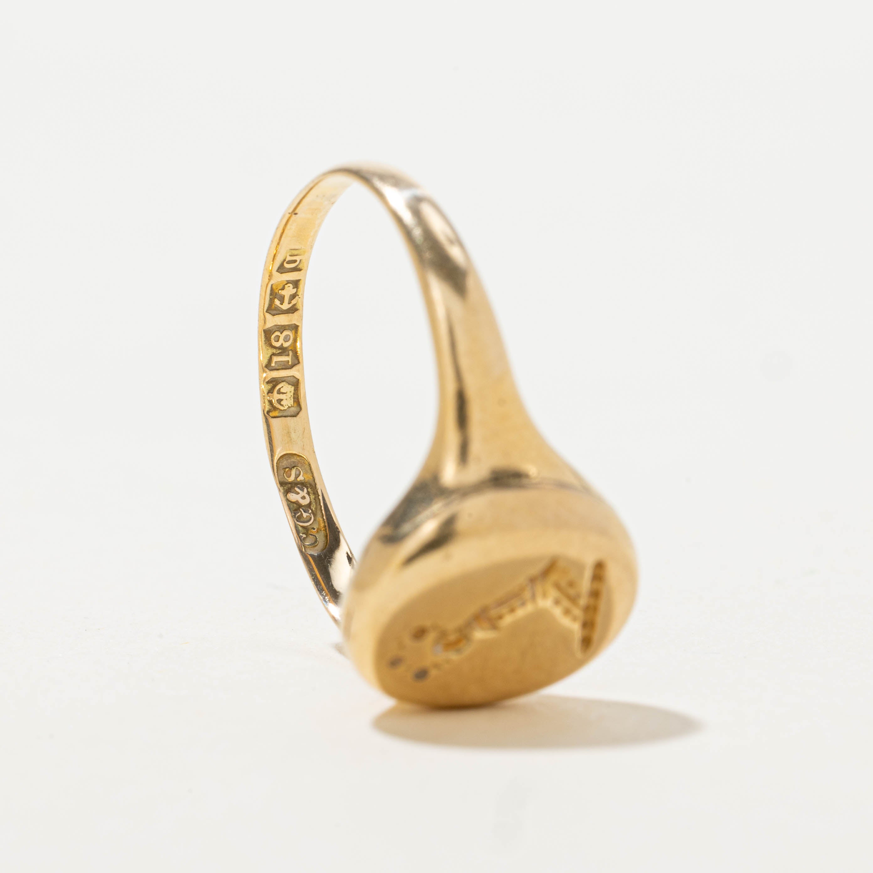 1915 Birmingham 18k Engraved Signet Ring | SZ 7