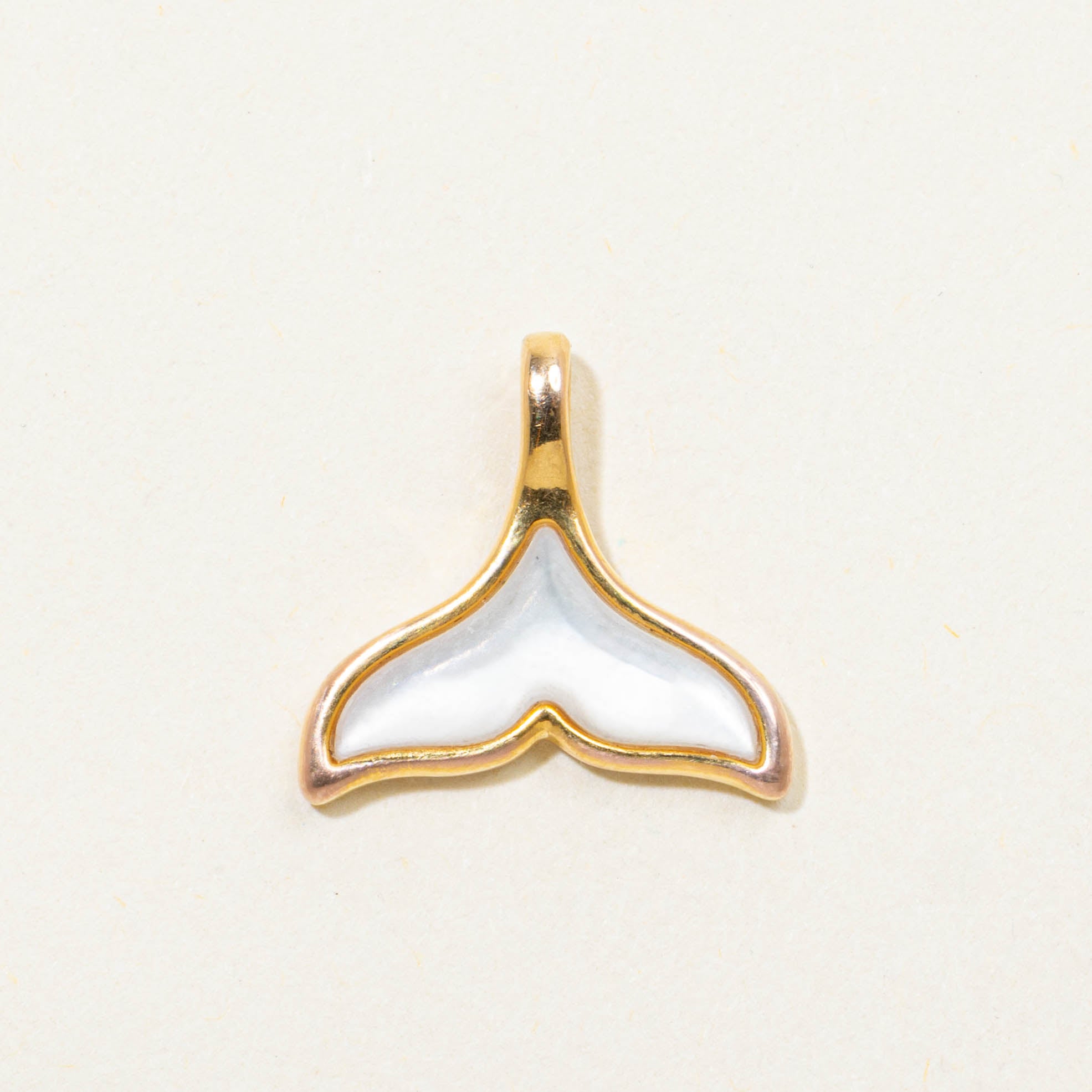 18k Mother of Pearl Dolphin Tail Pendant