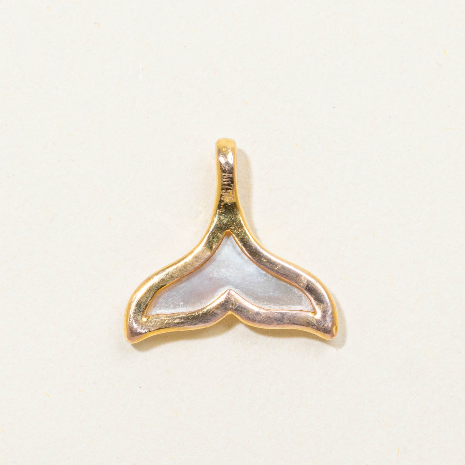 18k Mother of Pearl Dolphin Tail Pendant