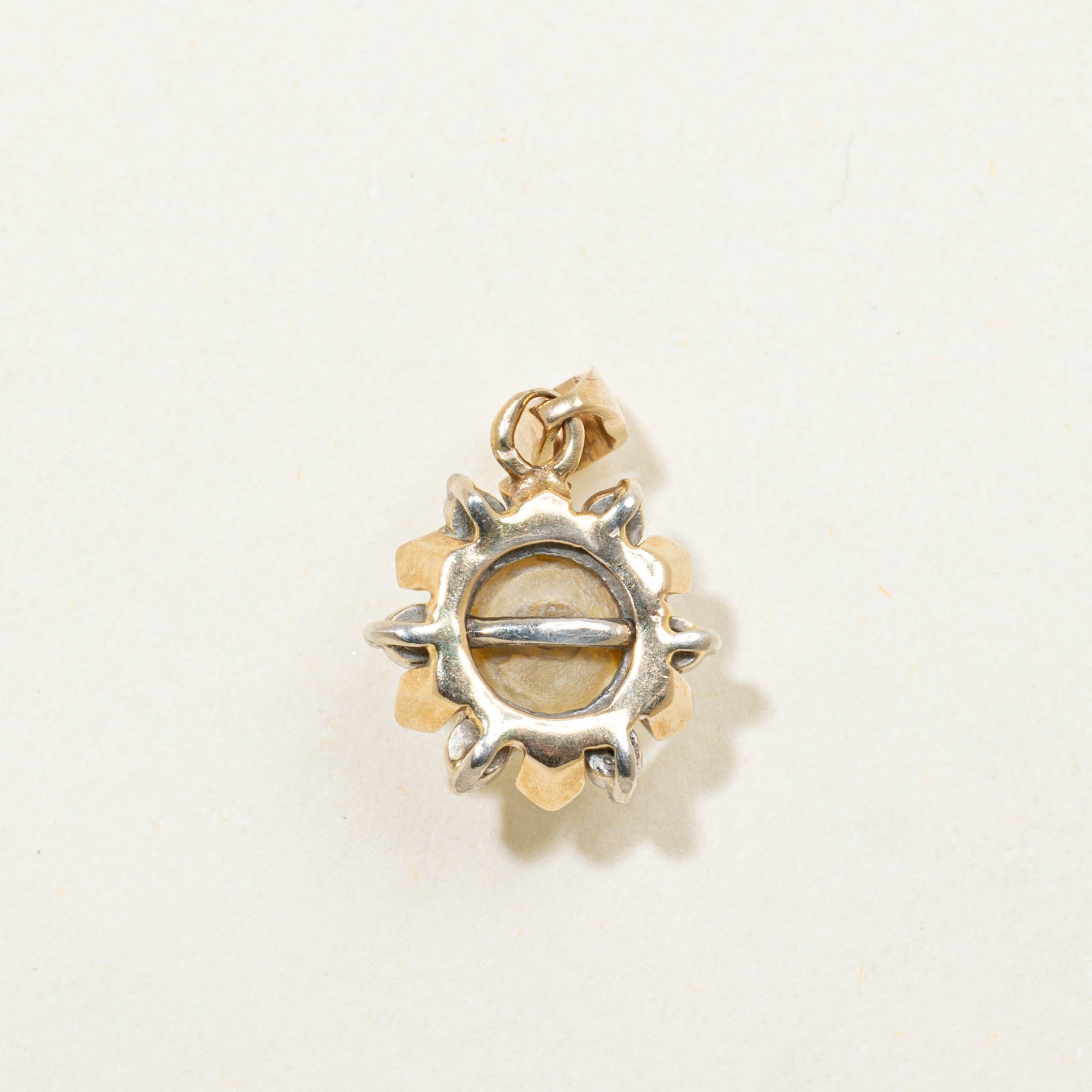 14k Pearl & Diamond Petal Halo Pendant