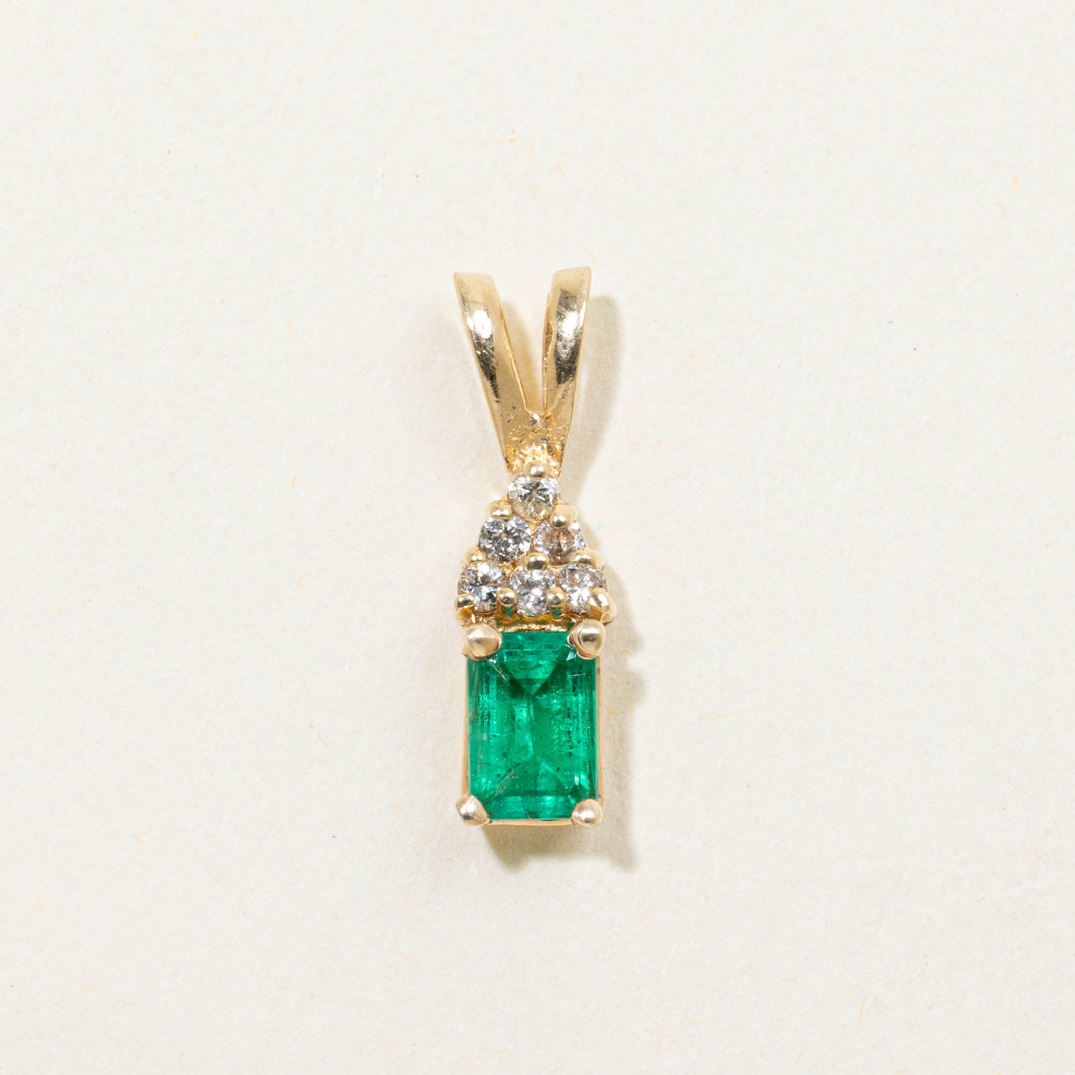 14k Emerald & Diamond Accented Pendant