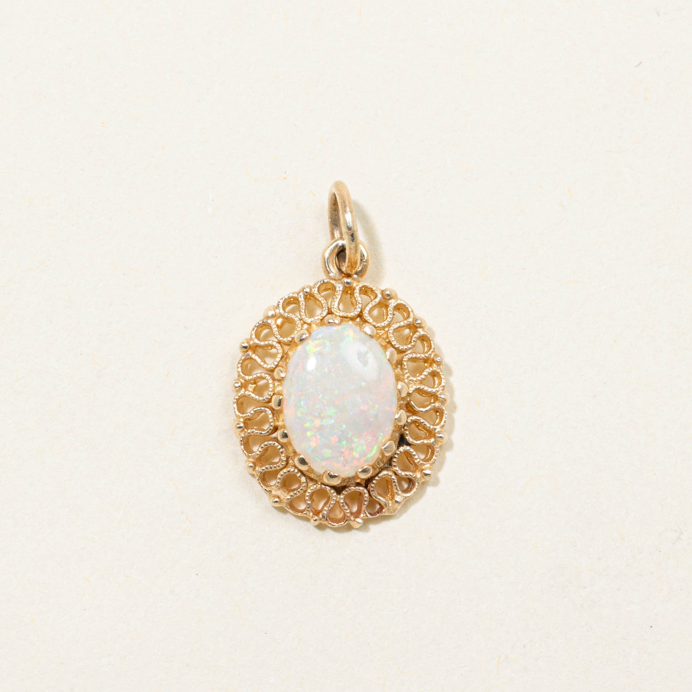 14k Opal Textured Openwork Pendant