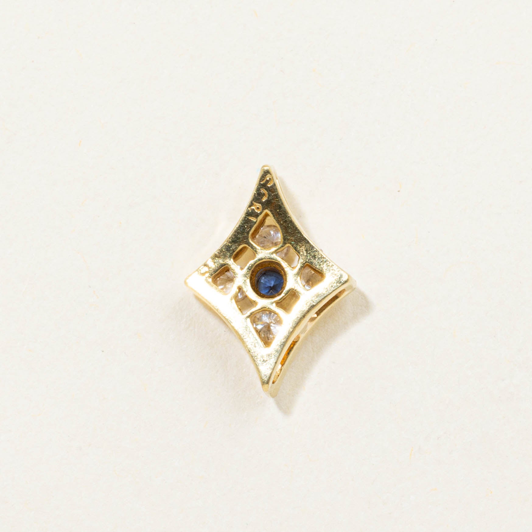 18k Sapphire & Diamond Cluster Geometric Pendant