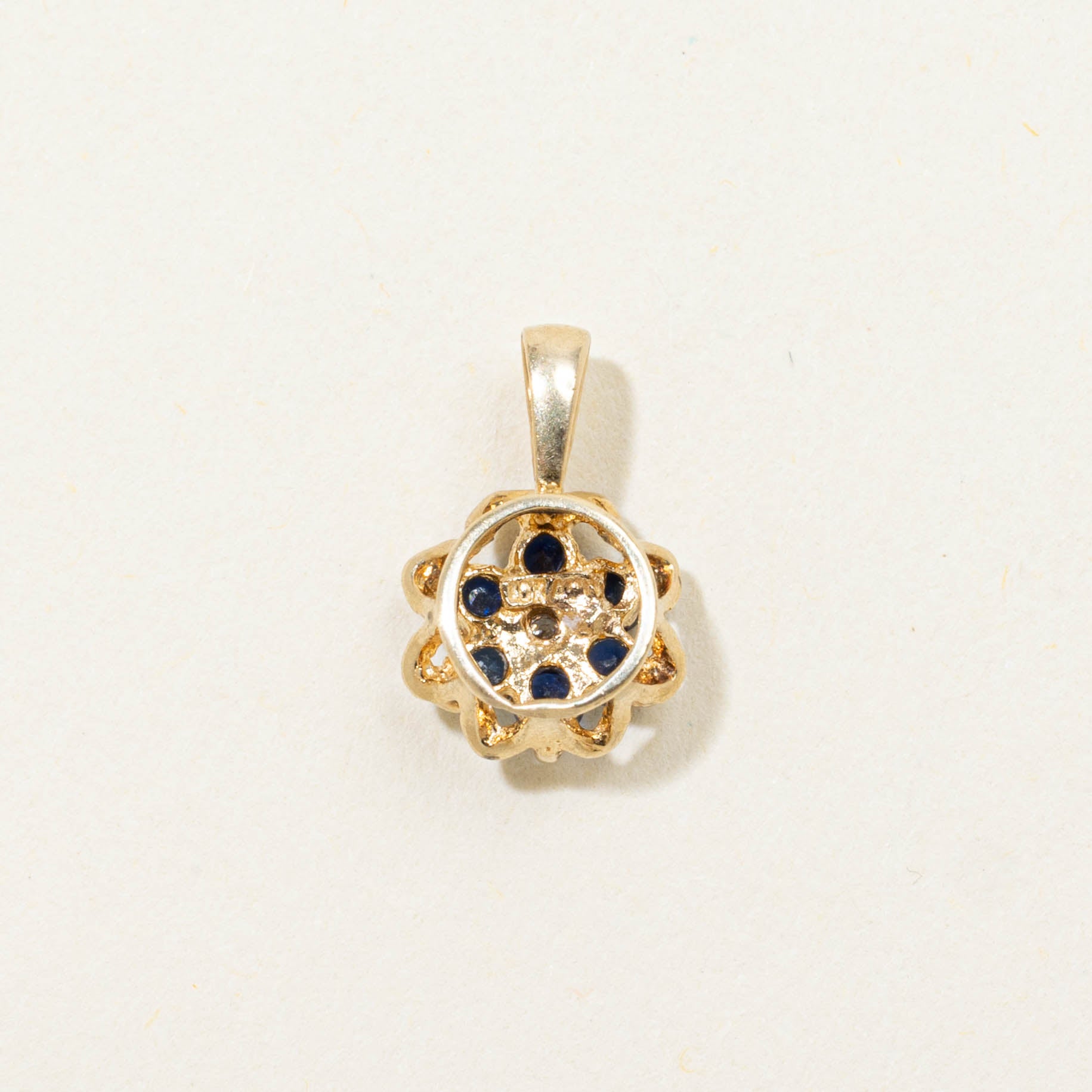 10k Sapphire & Diamond Floral Cluster Pendant