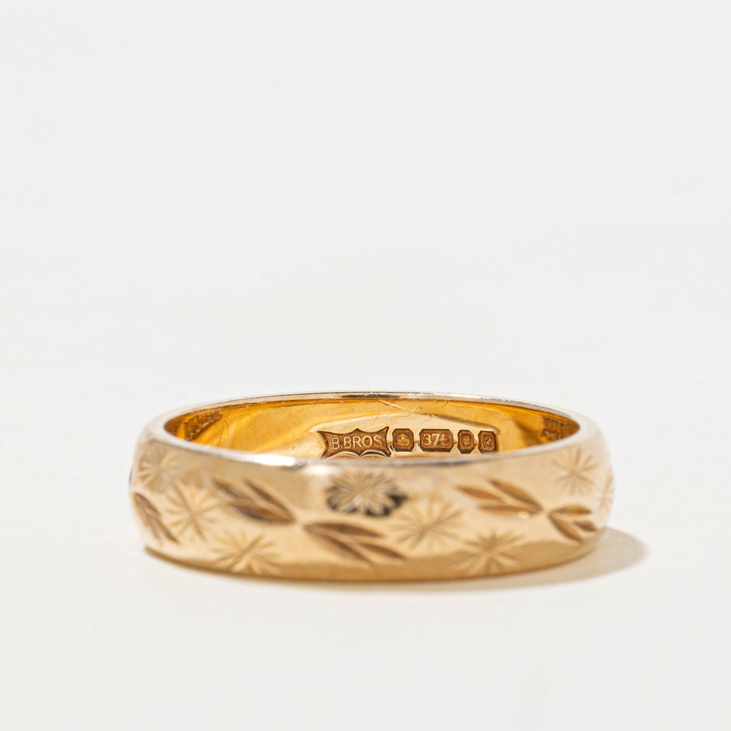 1991 London UK Floral Engraved Band | 4.95mm | SZ 6.75