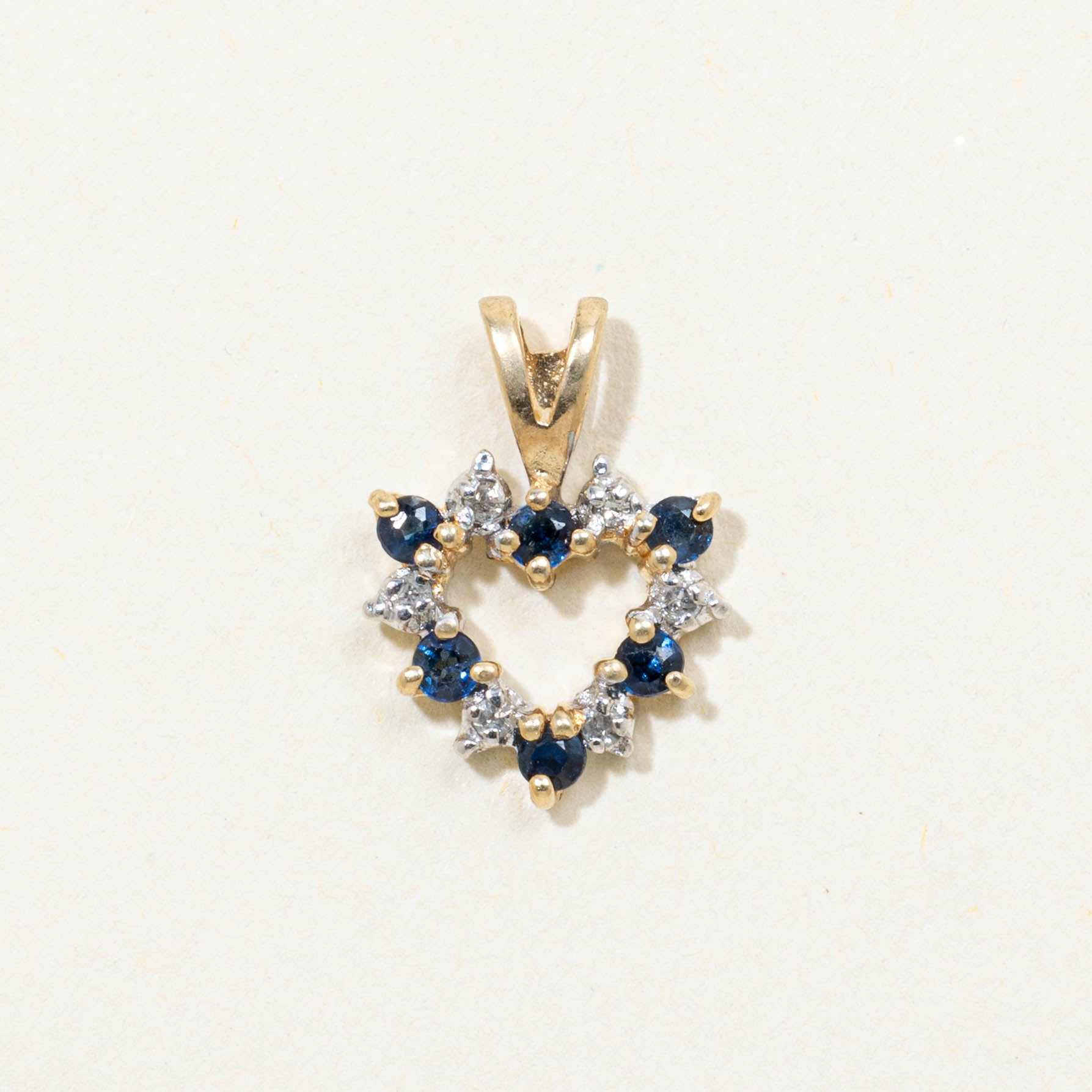 10k Sapphire & Diamond Open Heart Pendant