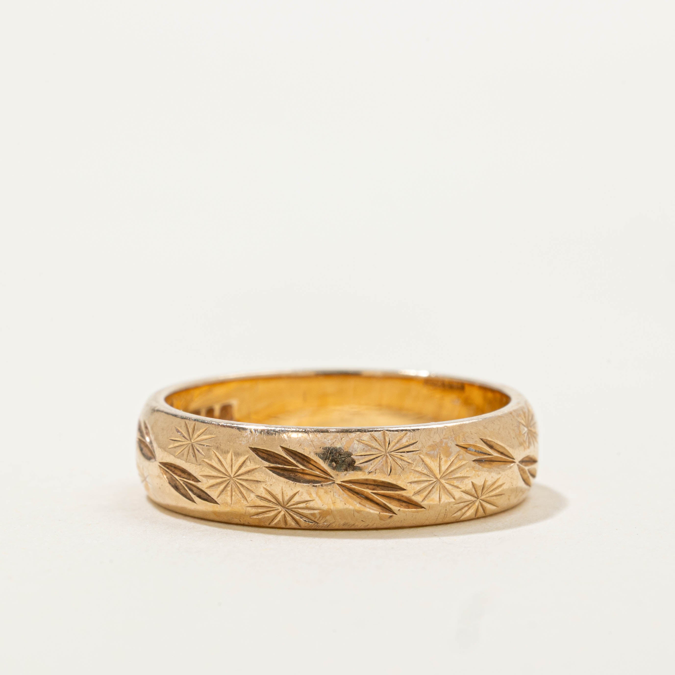 1991 London UK Floral Engraved Band | 4.95mm | SZ 6.75
