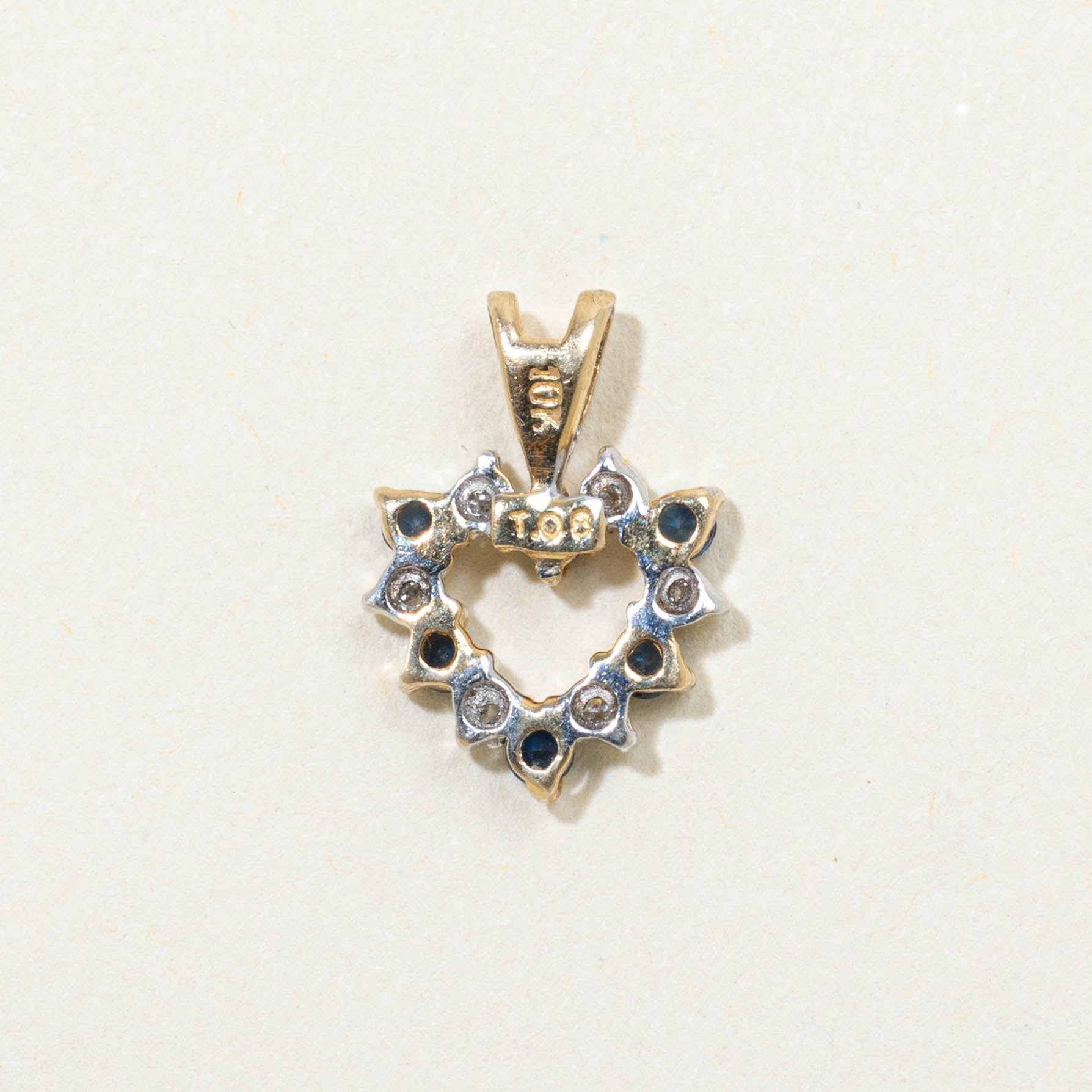 10k Sapphire & Diamond Open Heart Pendant