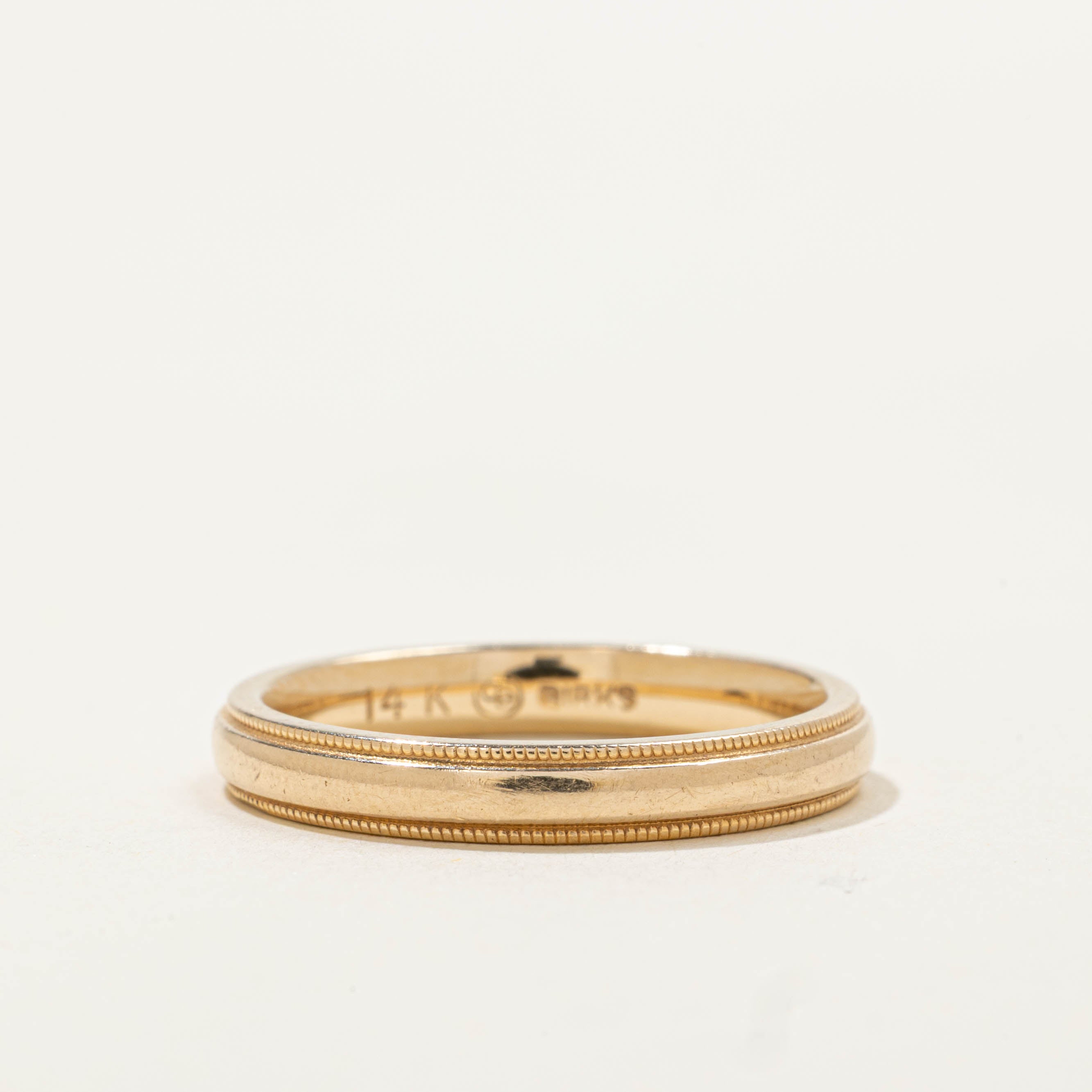 ‘Birks’ 14k Yellow Gold Milgrained Band | 2.95mm | SZ 6