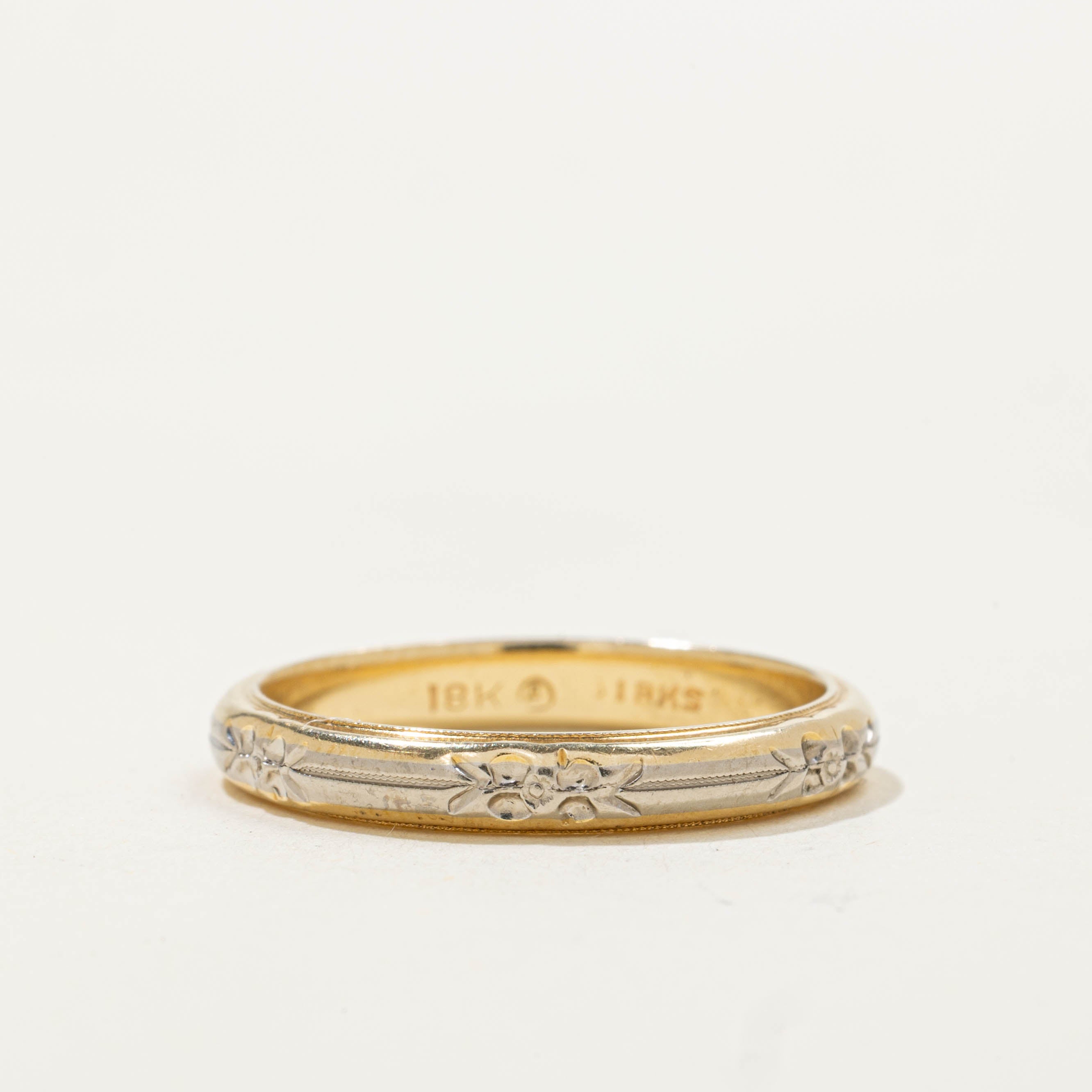 ‘Birks’ Two Tone Floral Engraved Band | 3.05mm | SZ 7