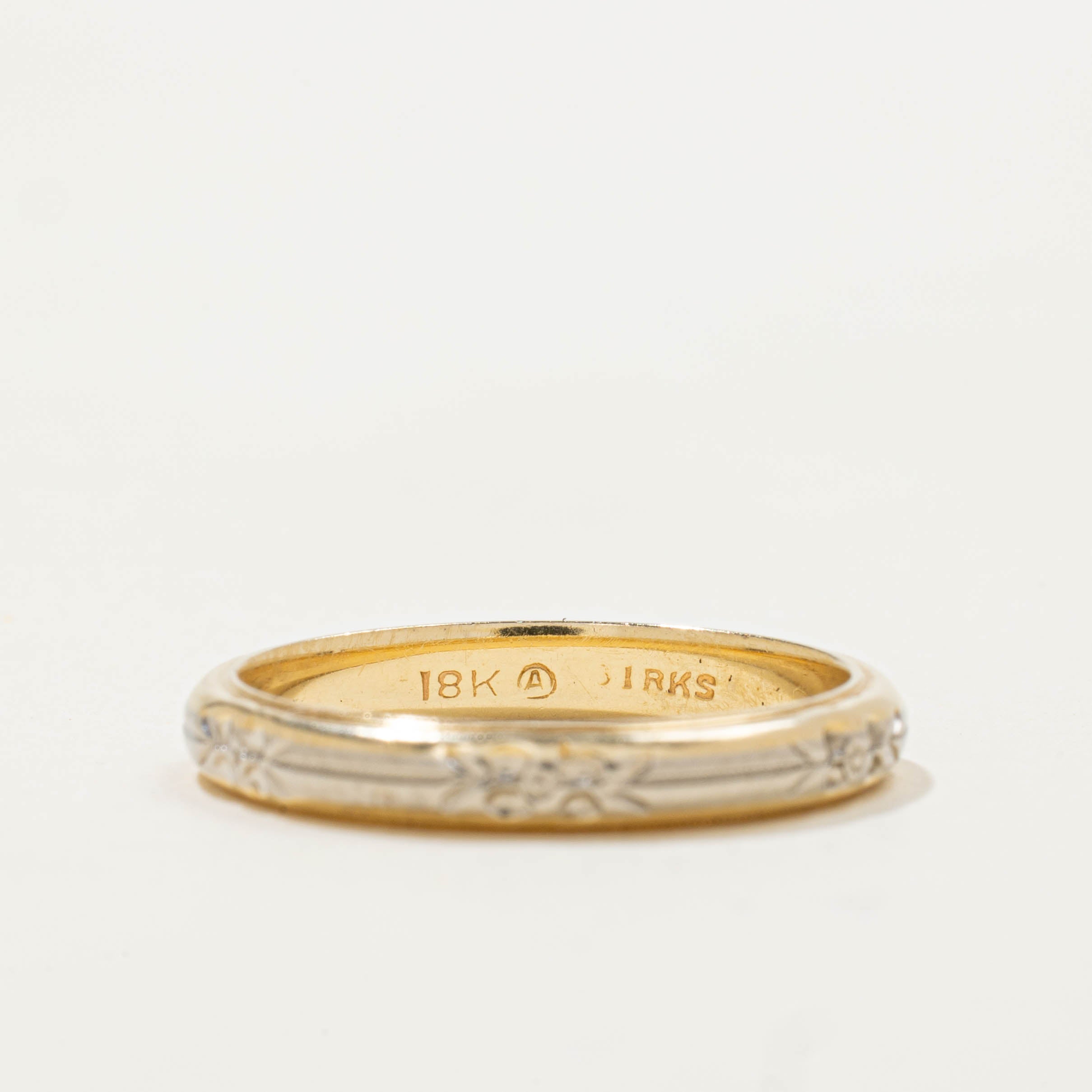 ‘Birks’ Two Tone Floral Engraved Band | 3.05mm | SZ 7
