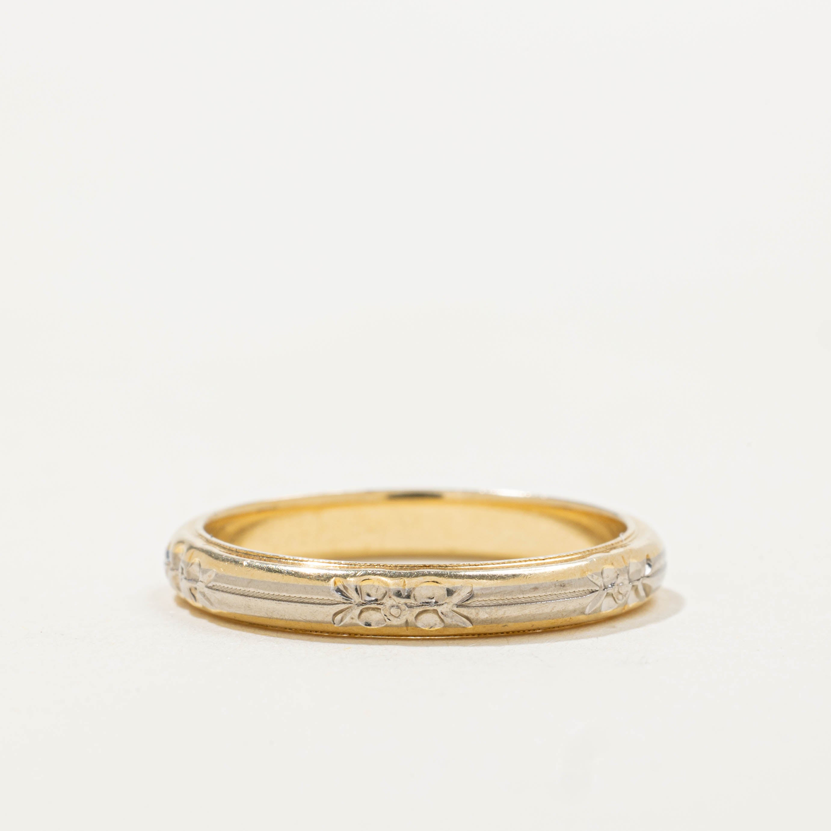 ‘Birks’ Two Tone Floral Engraved Band | 3.05mm | SZ 7