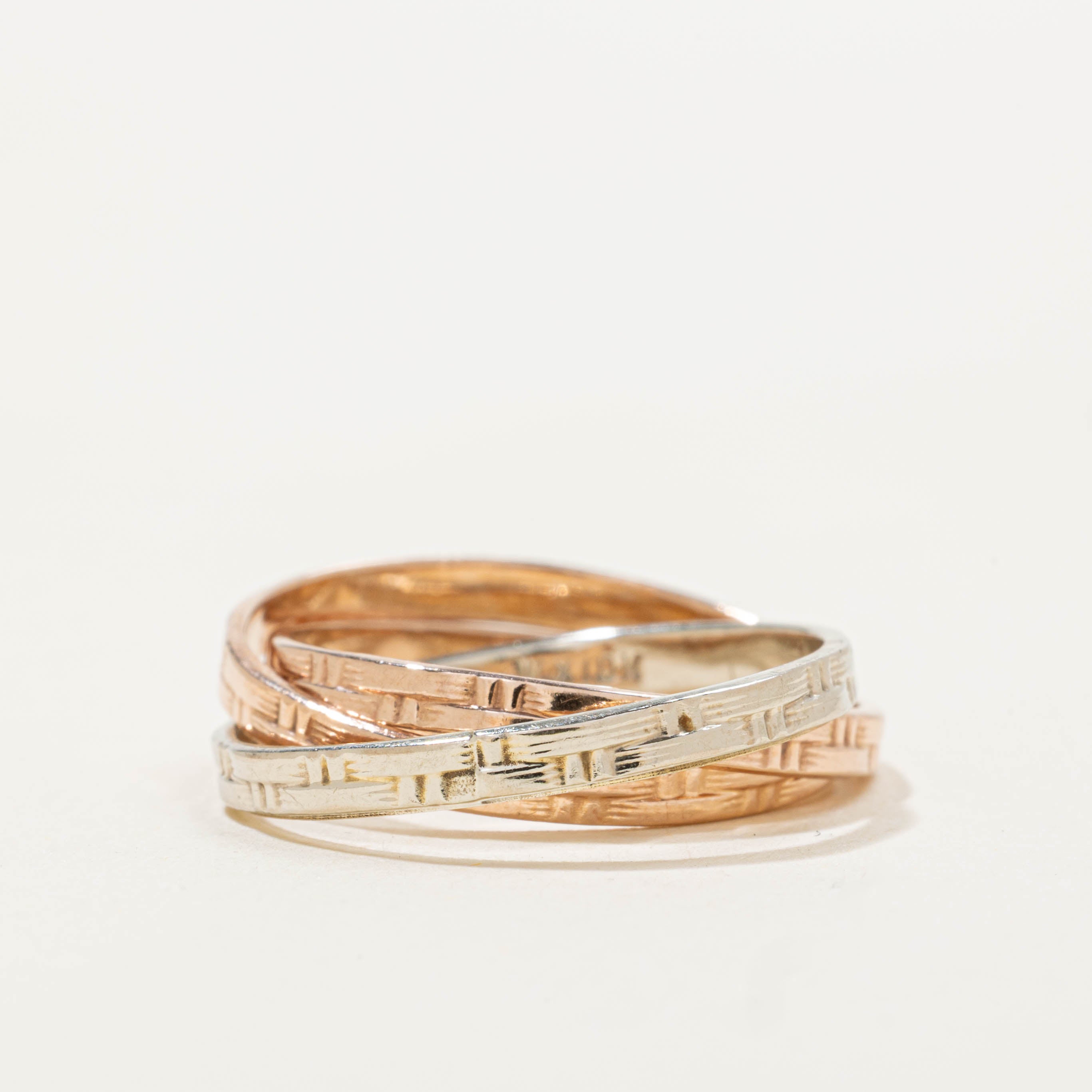 10k Two Tone Interlocking Fluted Ring | 2.55mm | SZ 6.5