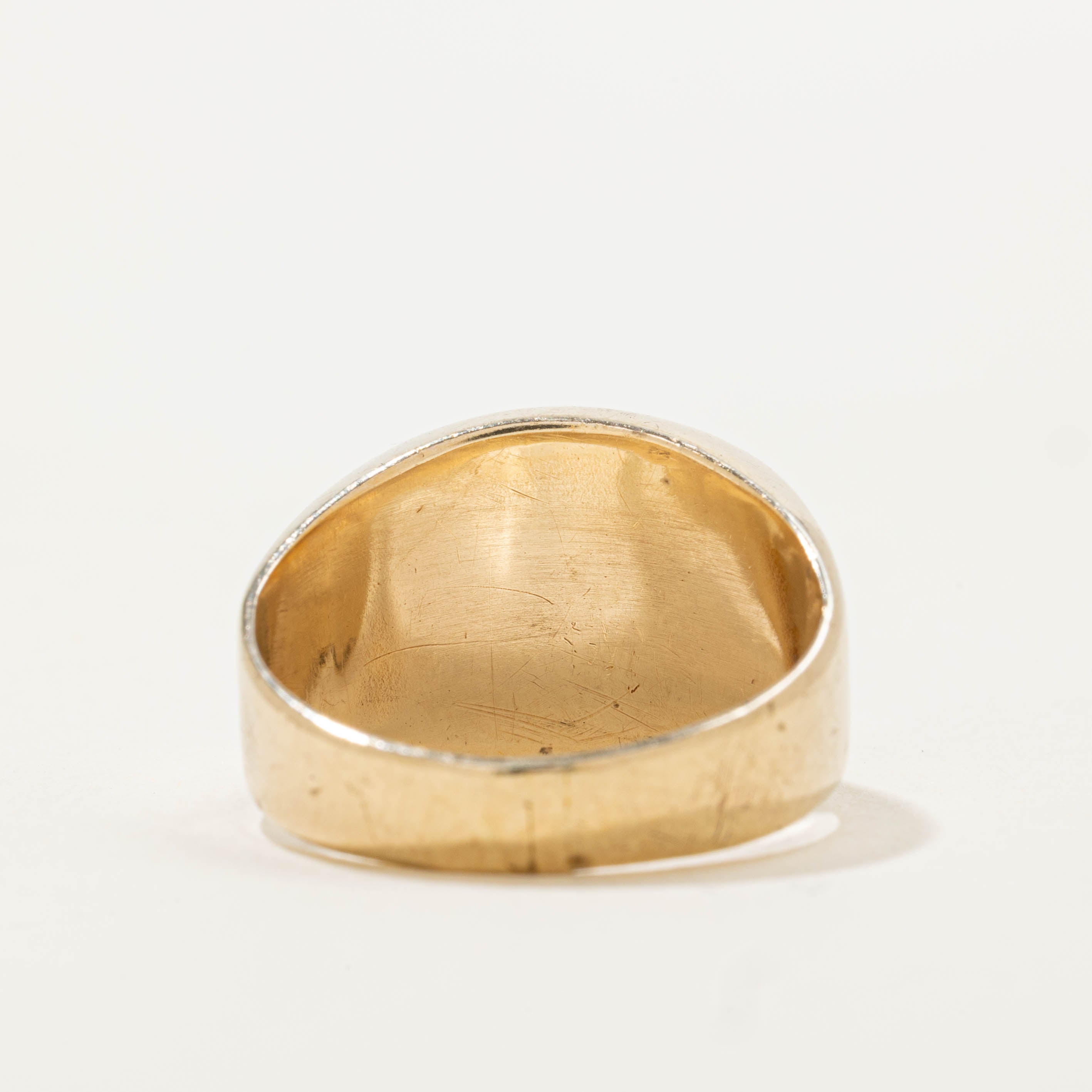 10k Two Tone Initialized Signet Ring | SZ 7.5
