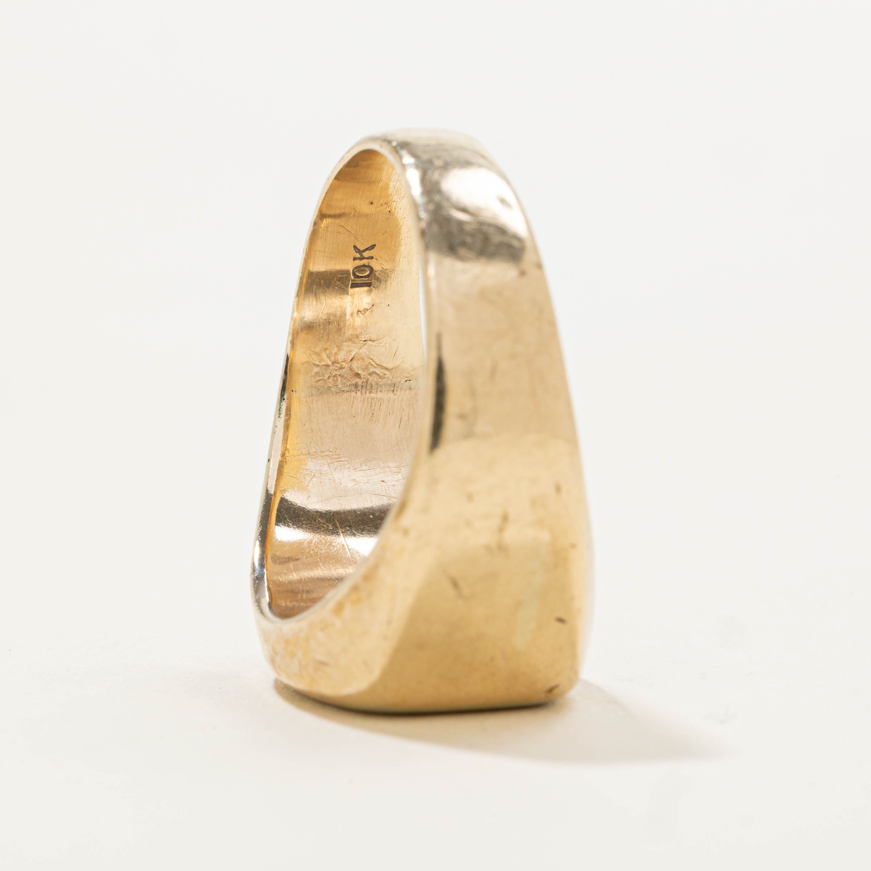 10k Two Tone Initialized Signet Ring | SZ 7.5
