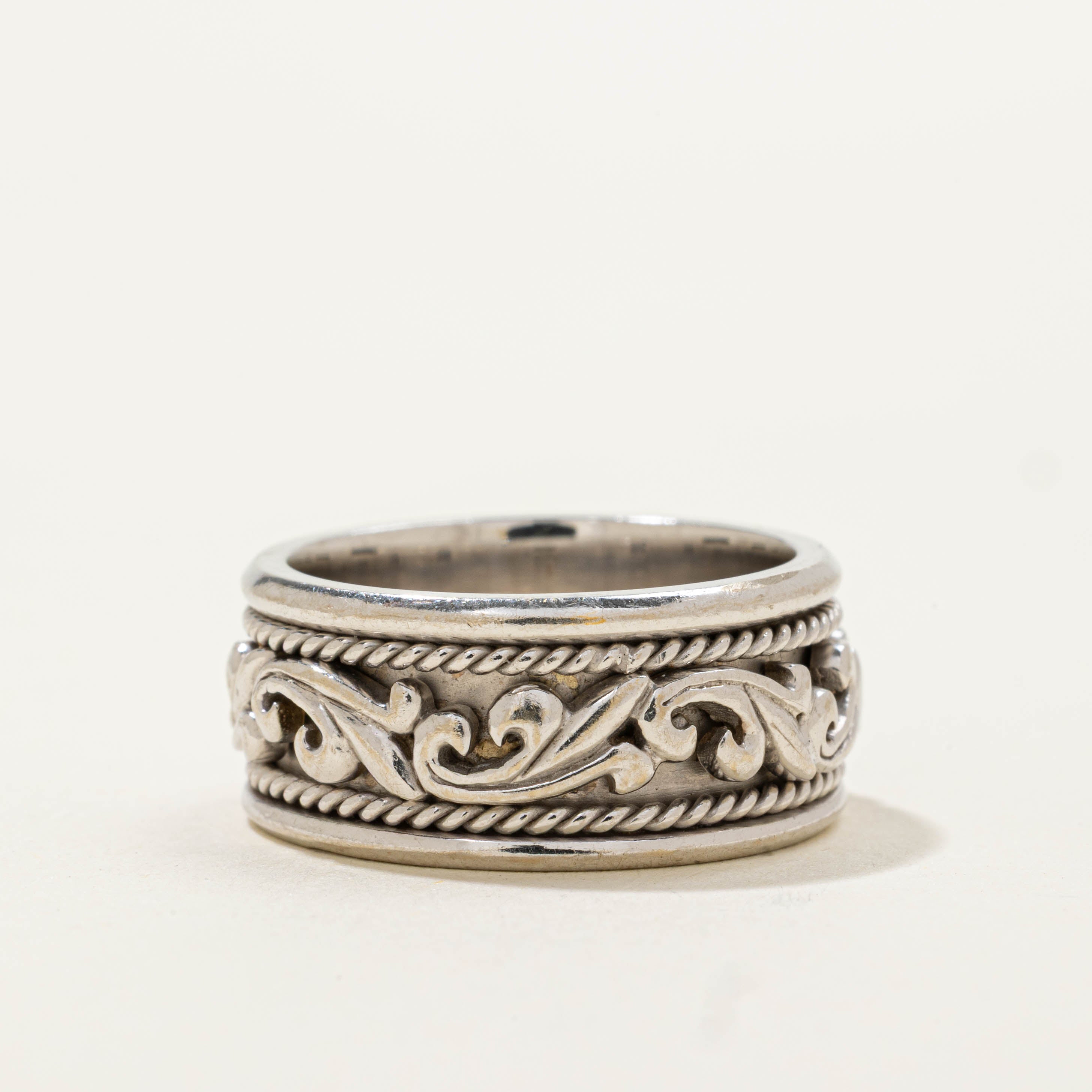 10k Leaf Milgrained Band | 8.90mm | SZ 6