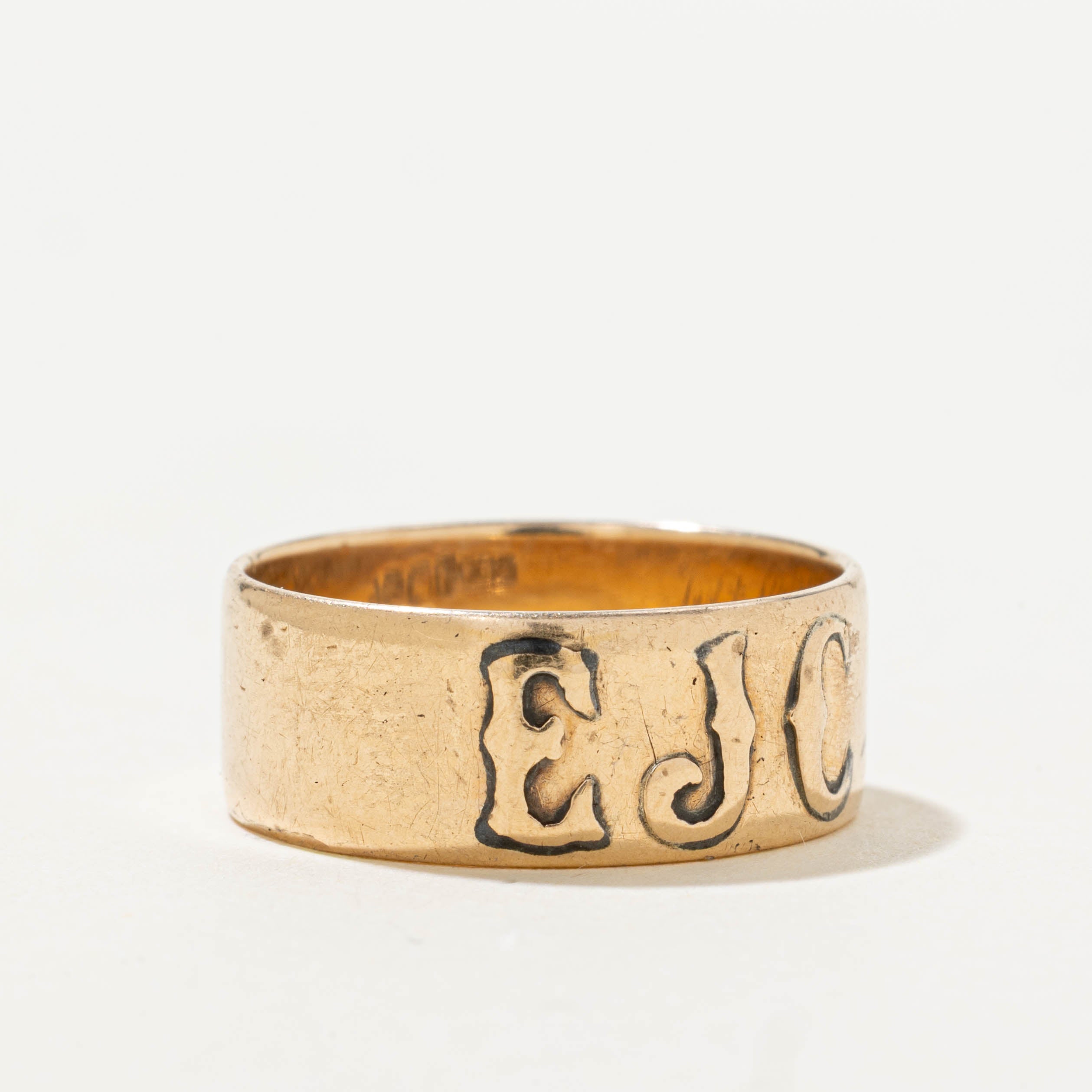 Vintage Canadian Pseudo Hallmarked “EJC" Initialized Ring | 7.30mm | SZ 7