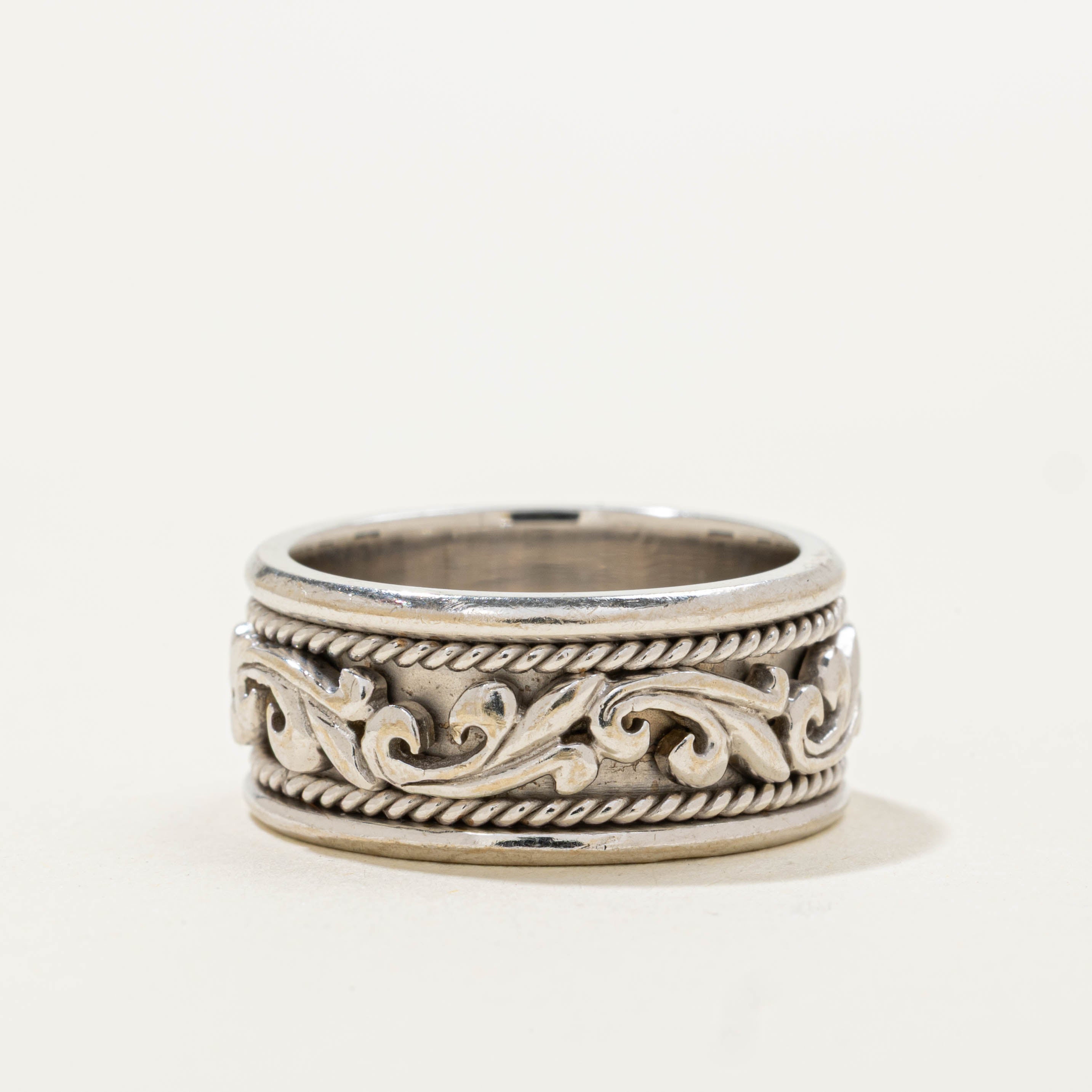 10k Leaf Milgrained Band | 8.90mm | SZ 6