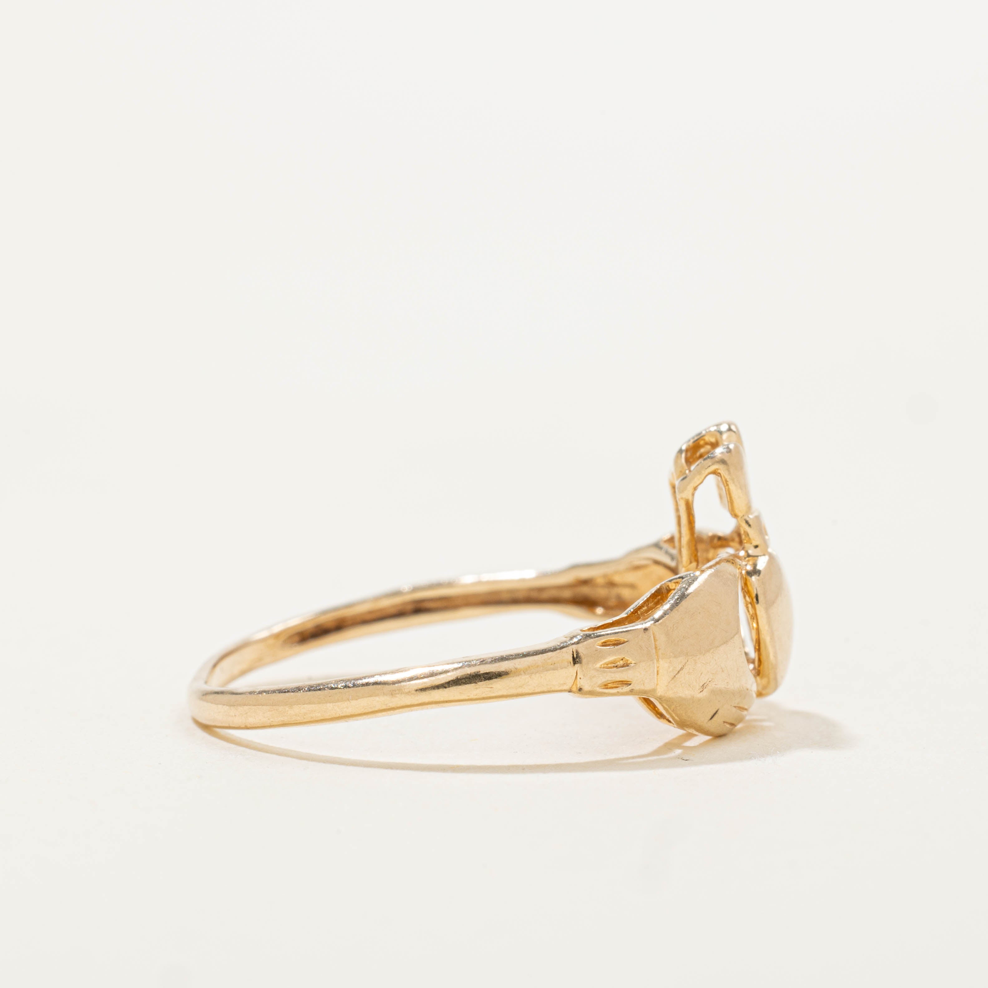 14k Yellow Gold Claddagh Ring | SZ 8.25