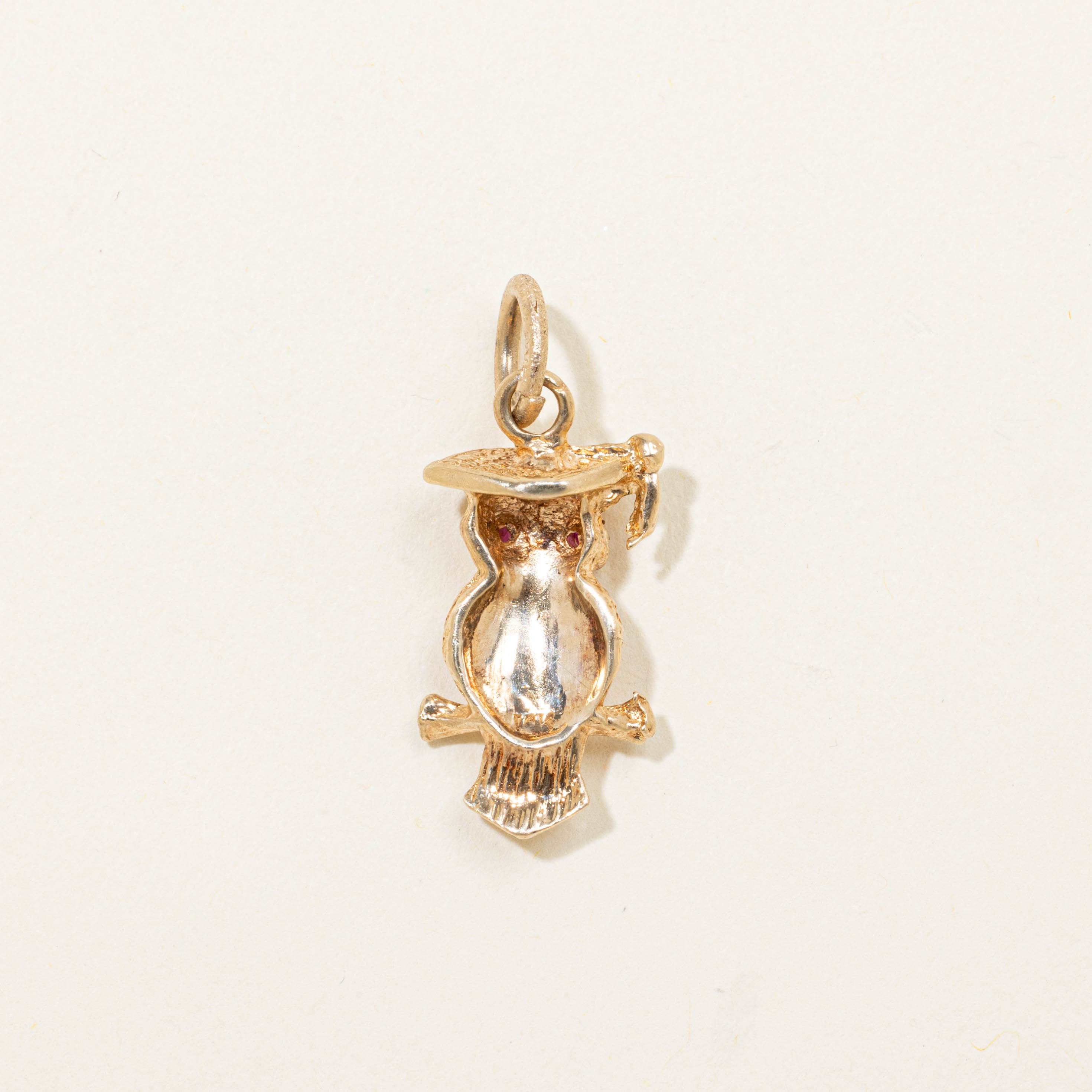 10k Synthetic Ruby Graduation Owl Charm