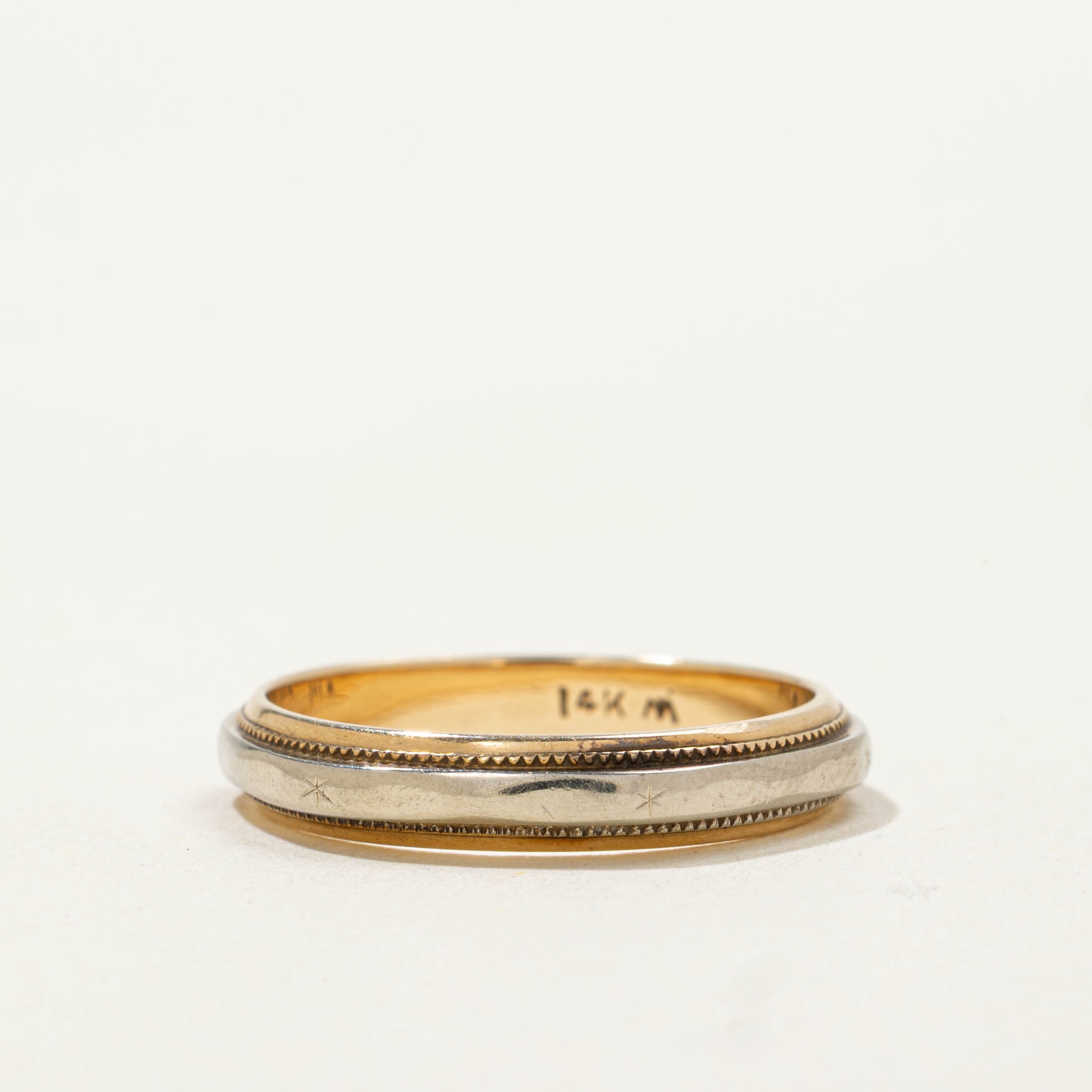 14k Two-Tone Milgrained Band | 3.20mm | SZ 5.5