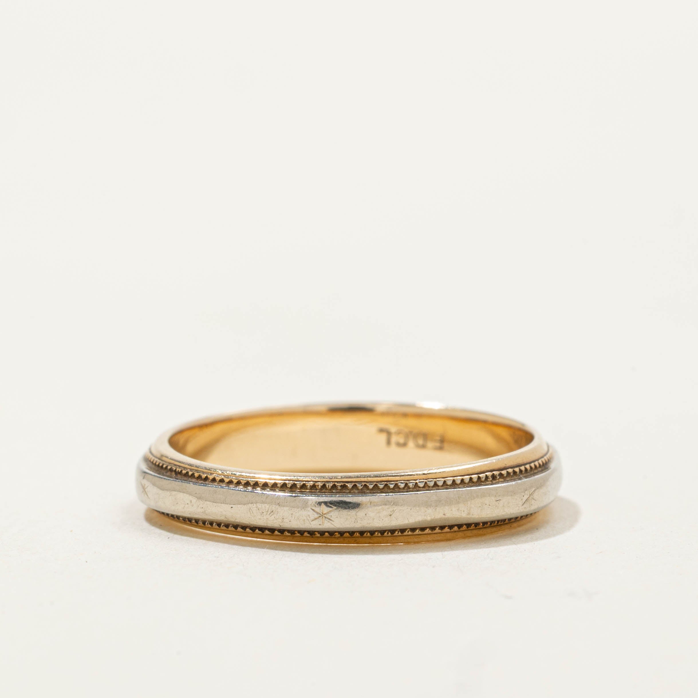 14k Two-Tone Milgrained Band | 3.20mm | SZ 5.5
