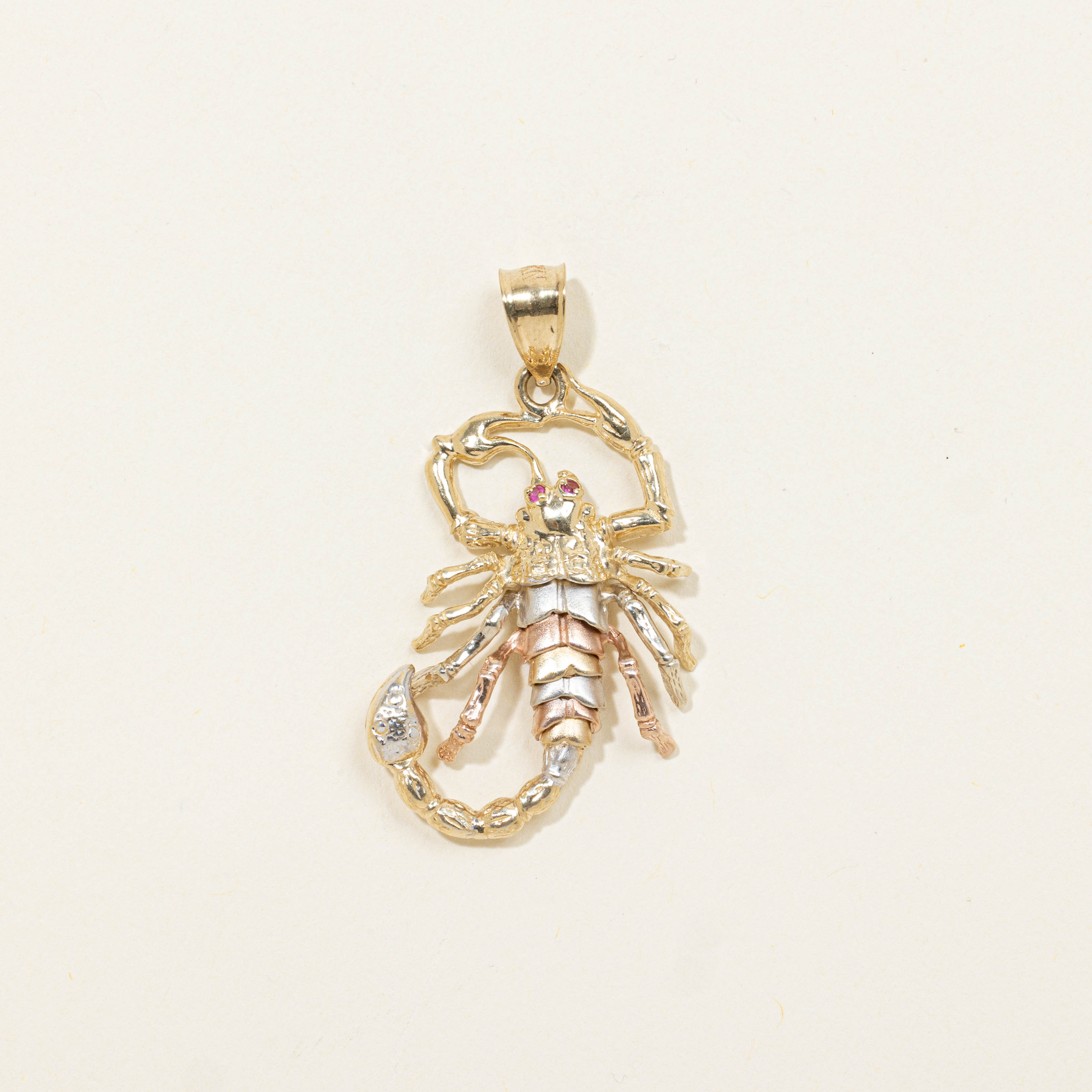 10k Synthetic Ruby Scorpion Pendant