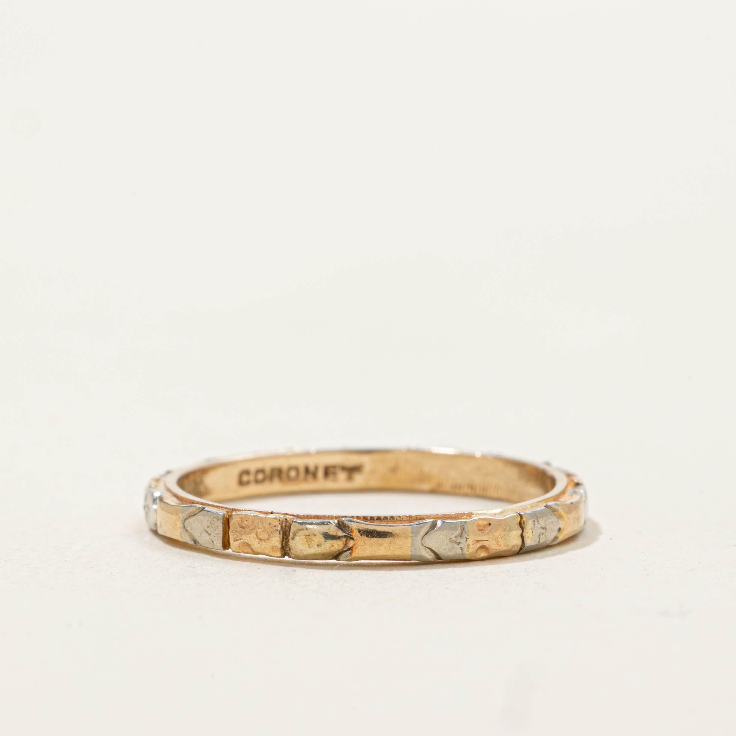 14k Two Tone Floral Engraved Ring | 1.95mm | SZ 5.5