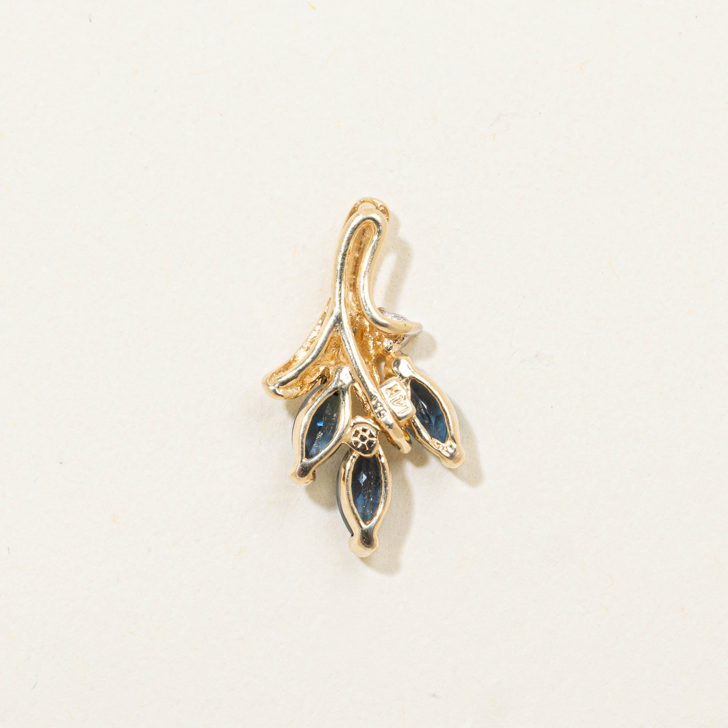 14k Sapphire & Diamond Accented Floral Pendant