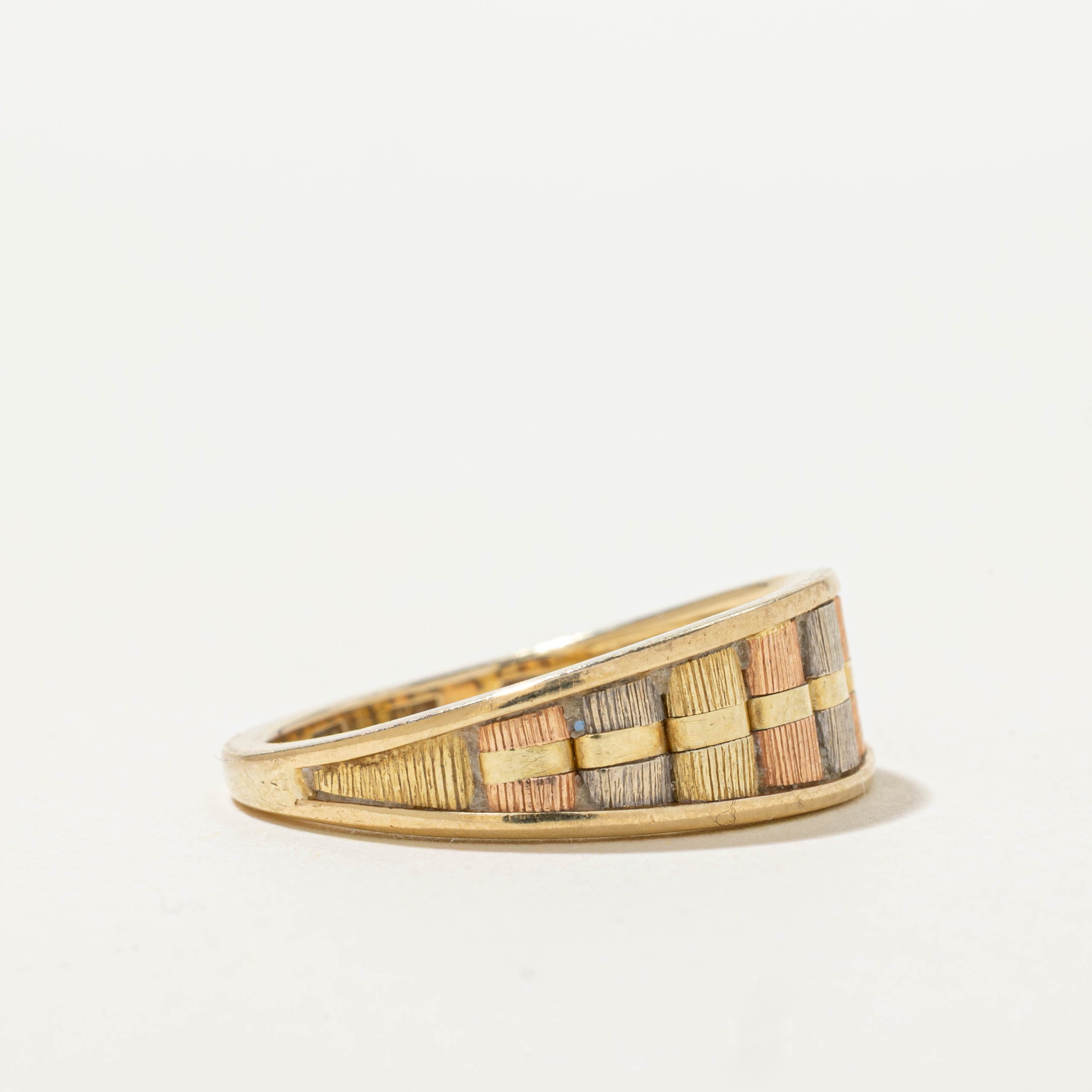 Italian Tri Color Bookshelf Dome Ring | SZ 7
