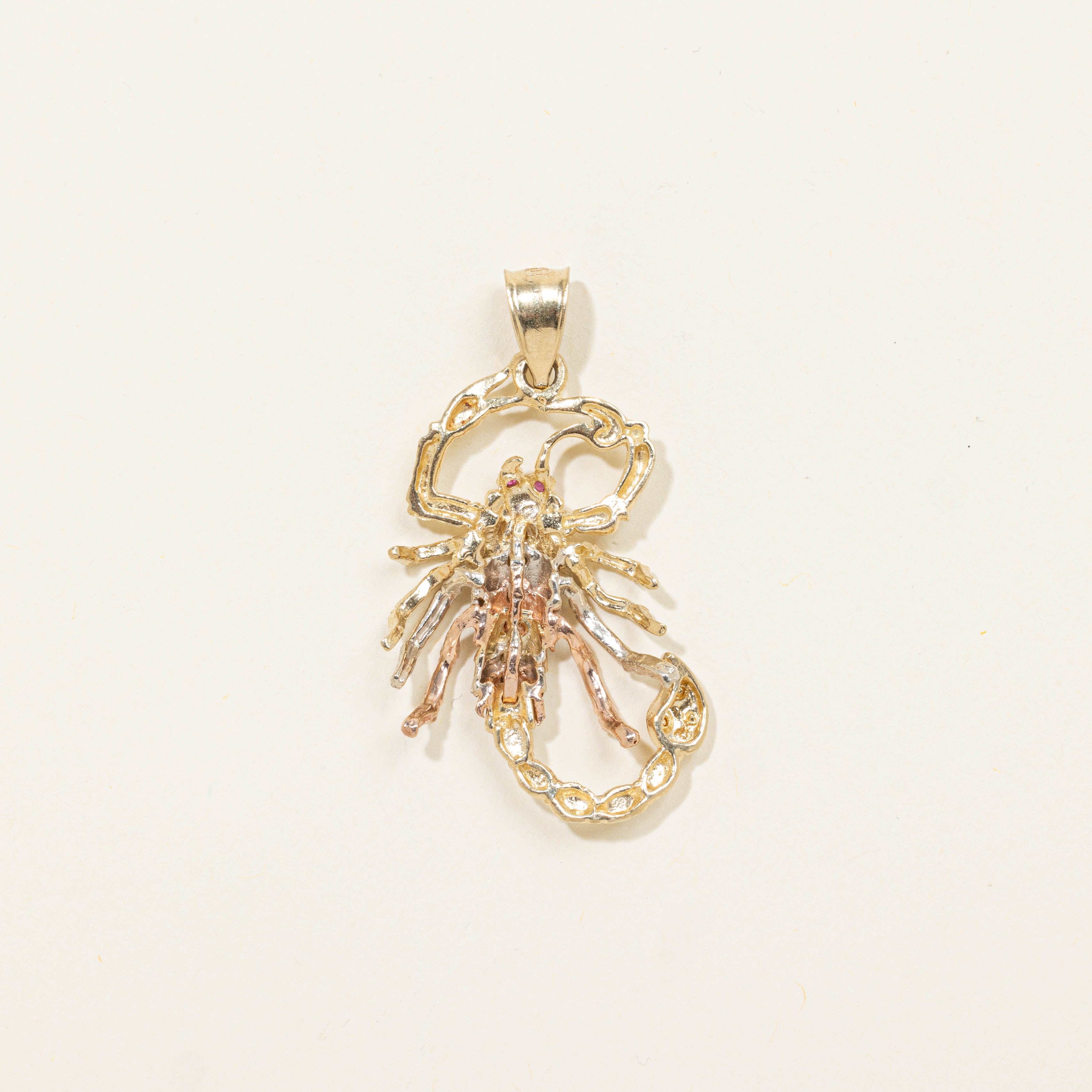 10k Synthetic Ruby Scorpion Pendant