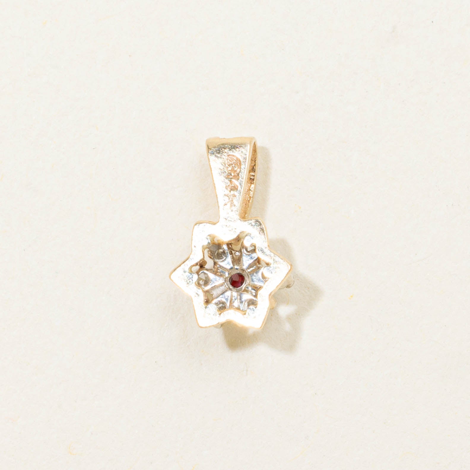 14k Ruby & Diamond Cluster Floral Pendant