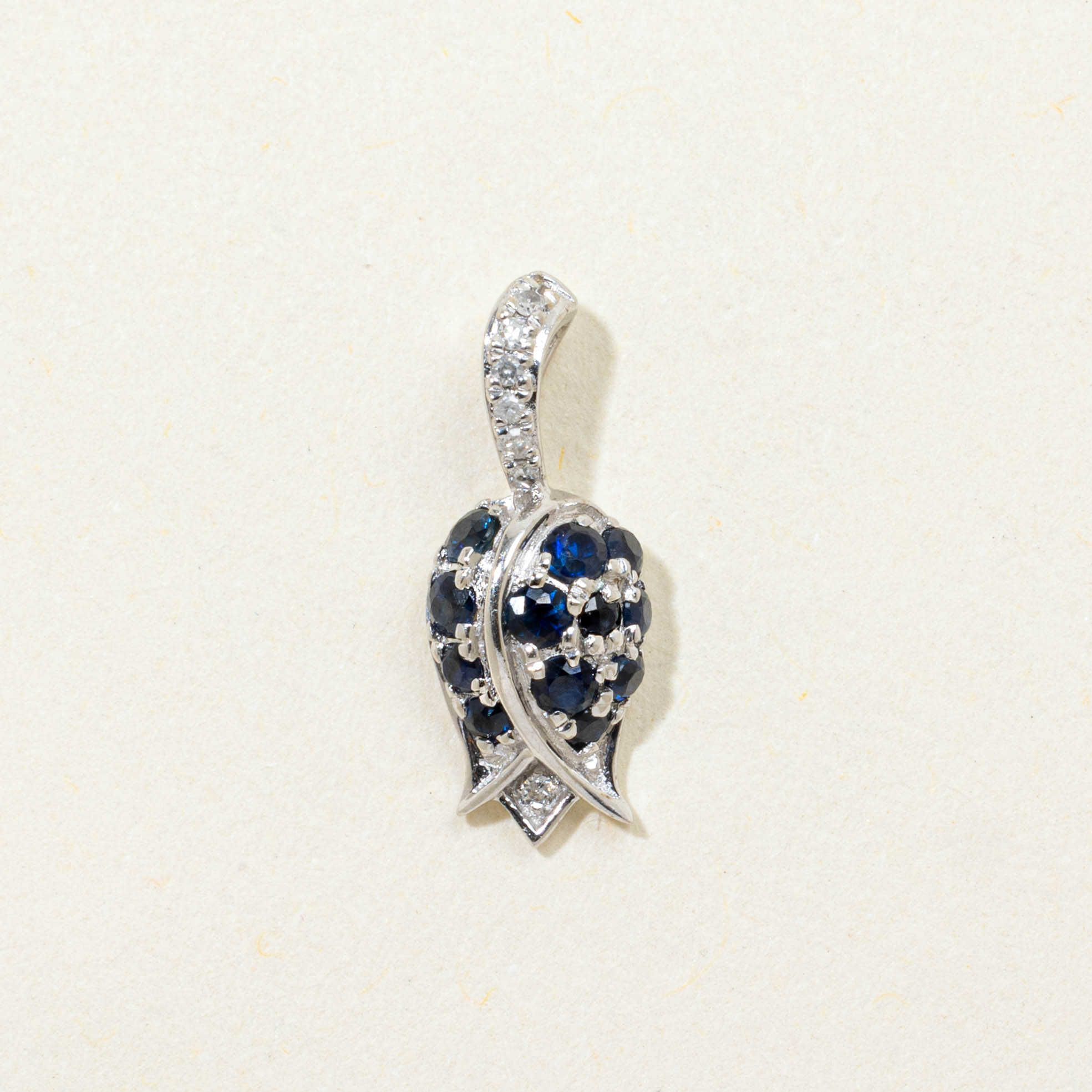 14k Sapphire & Diamond Flower Bud Pendant