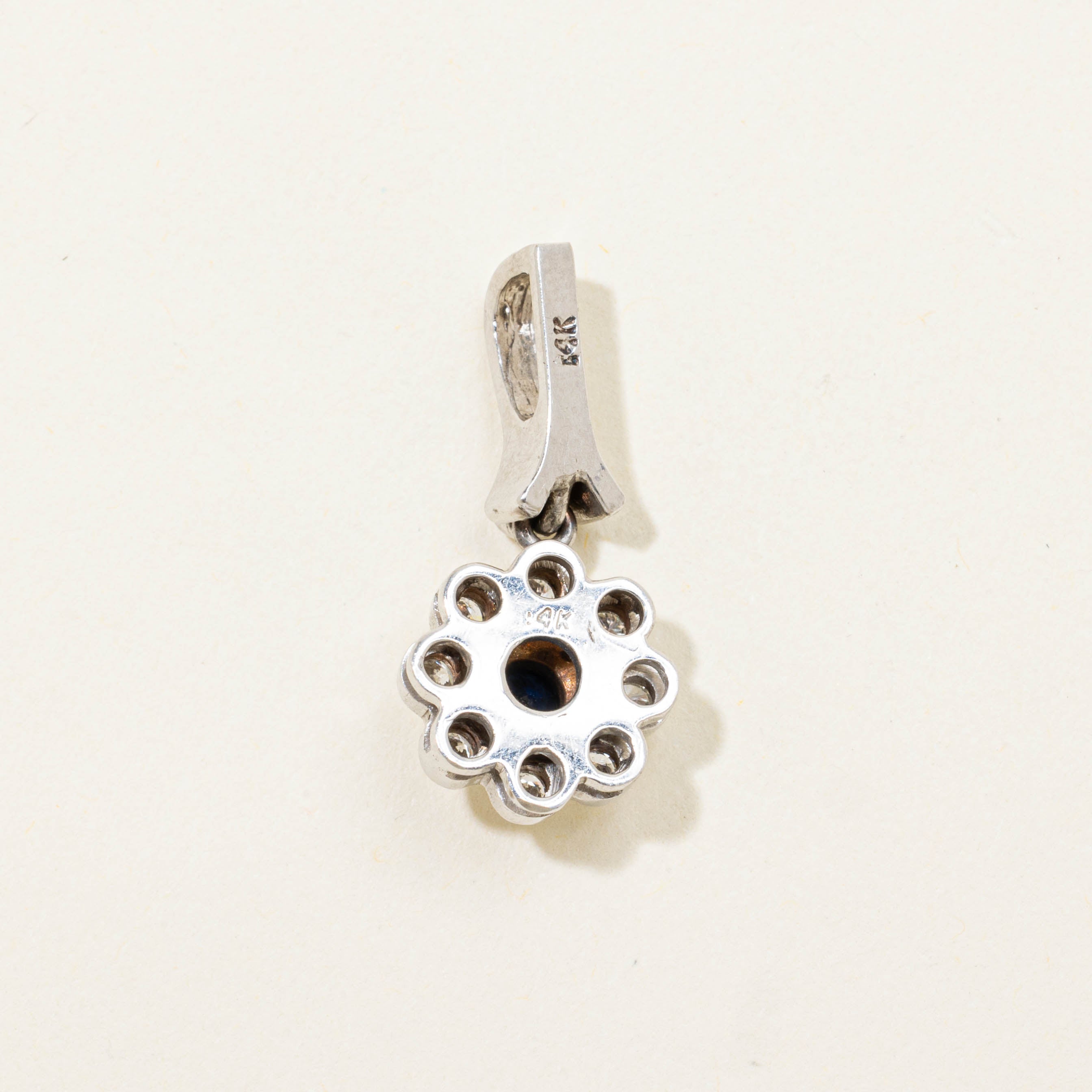 14k Sapphire & Diamond Flower Pendant