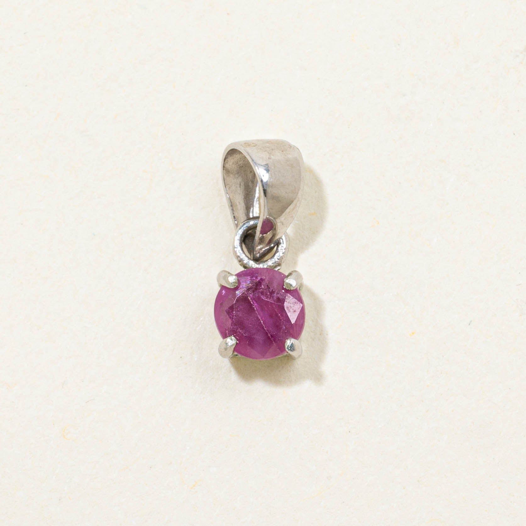 14k Solitaire Round Cut Ruby Pendant