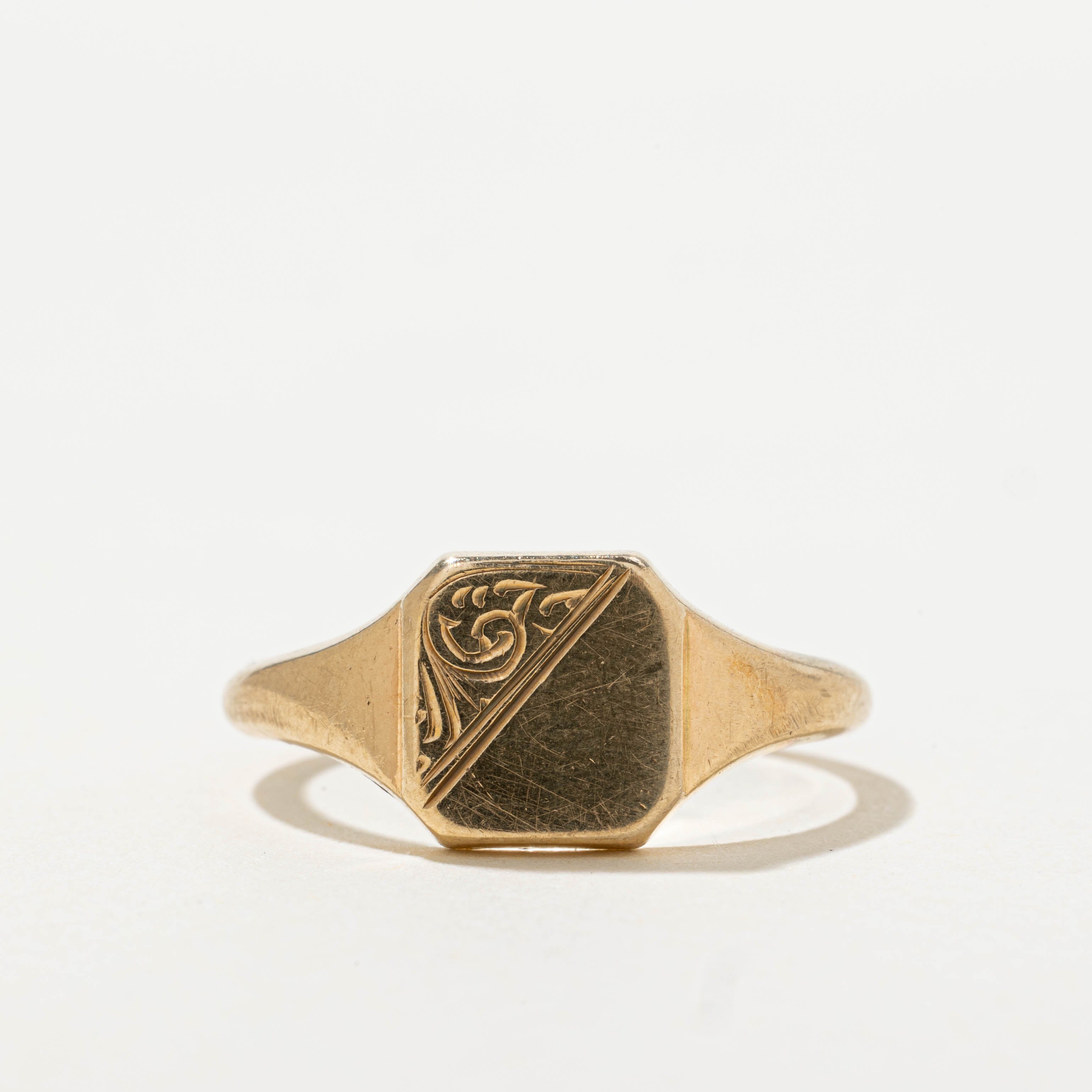 1971 Birmingham UK Engraved Signet Ring | SZ 7.25