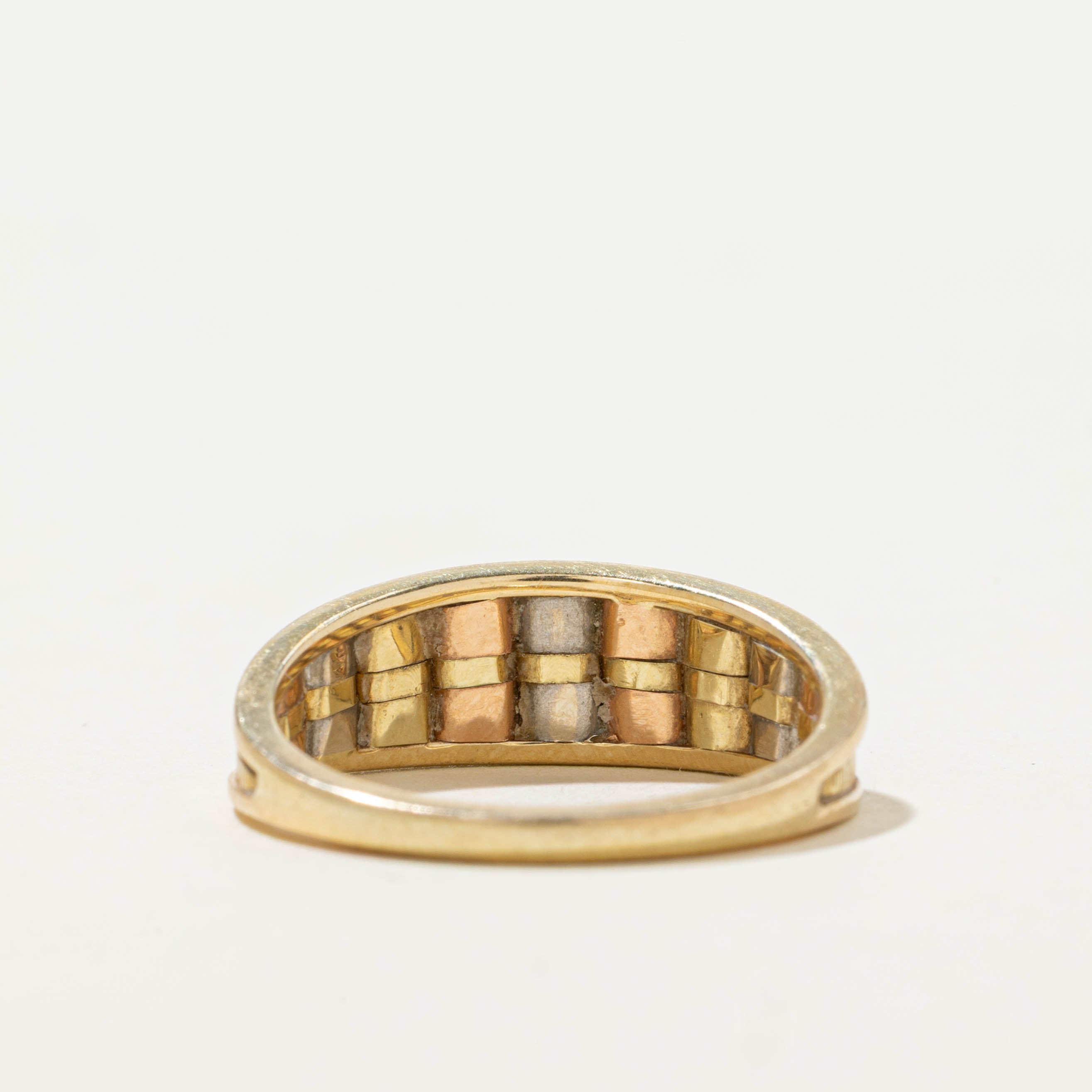Italian Tri Color Bookshelf Dome Ring | SZ 7