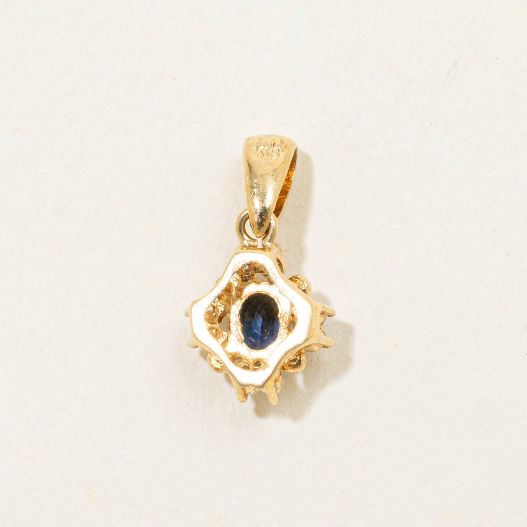 18k Sapphire & Diamond Petal Halo Pendant